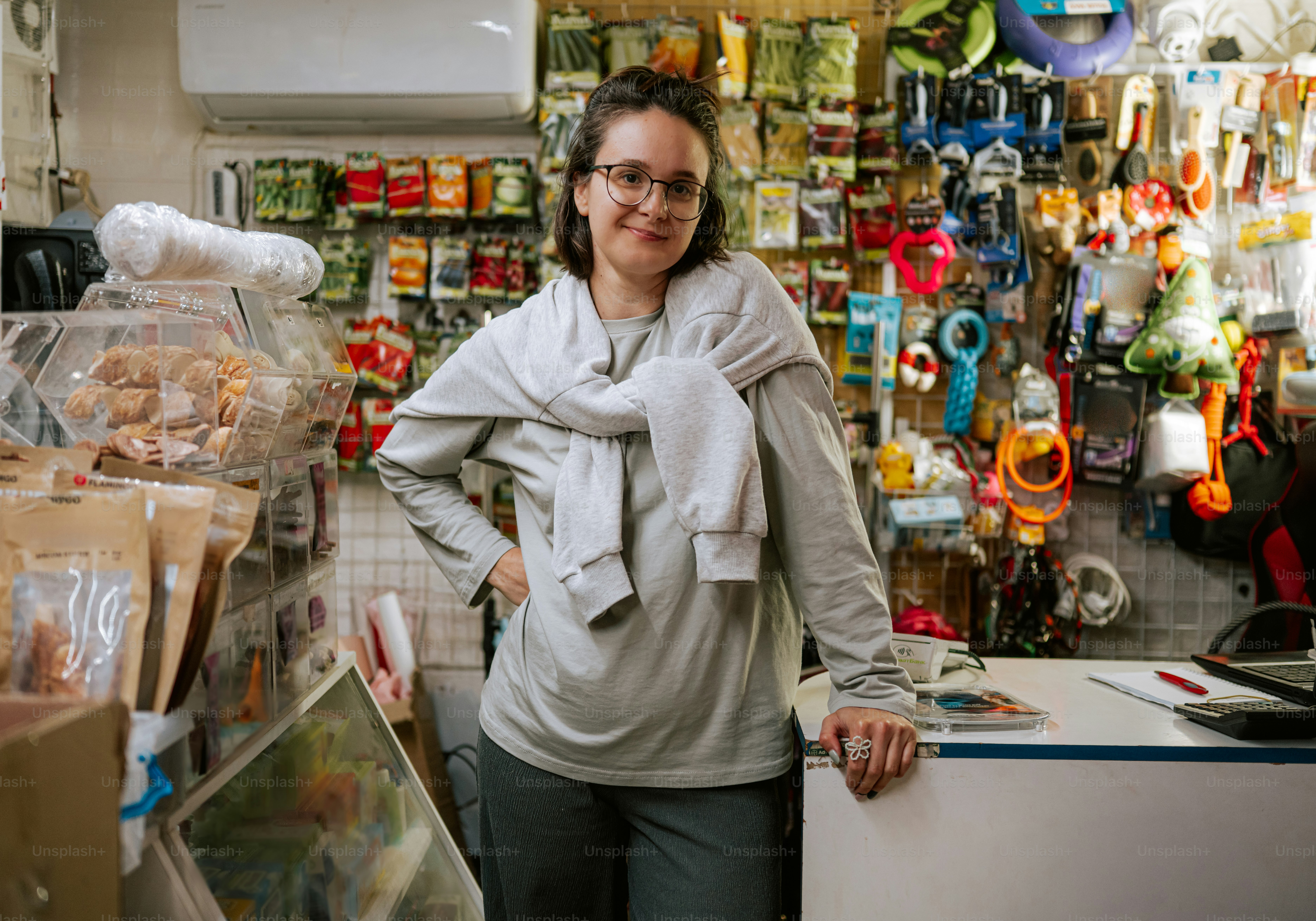 Woman standing in a pet supply store