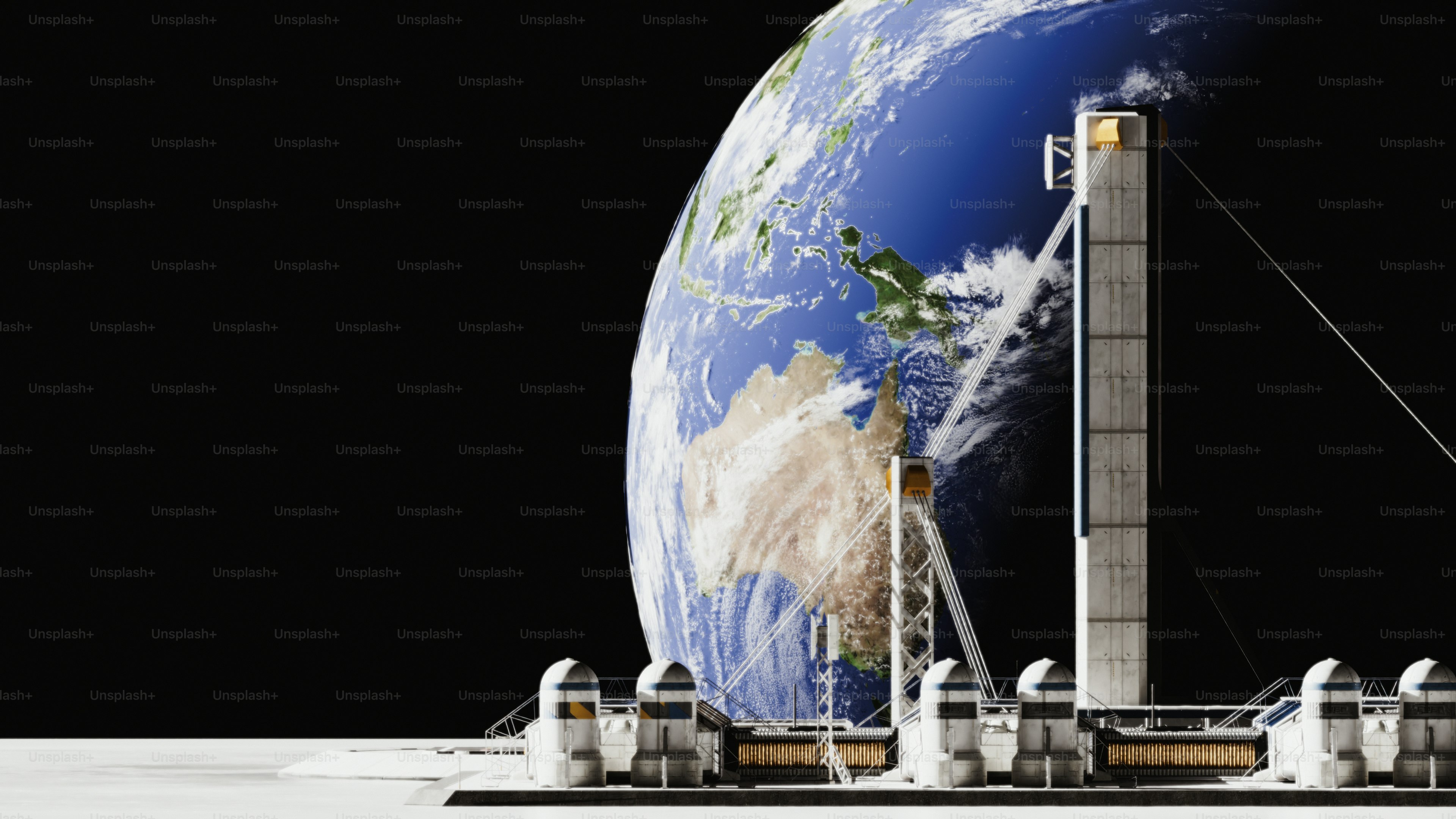 Space elevator with earth in background photo – Technology Image on ...