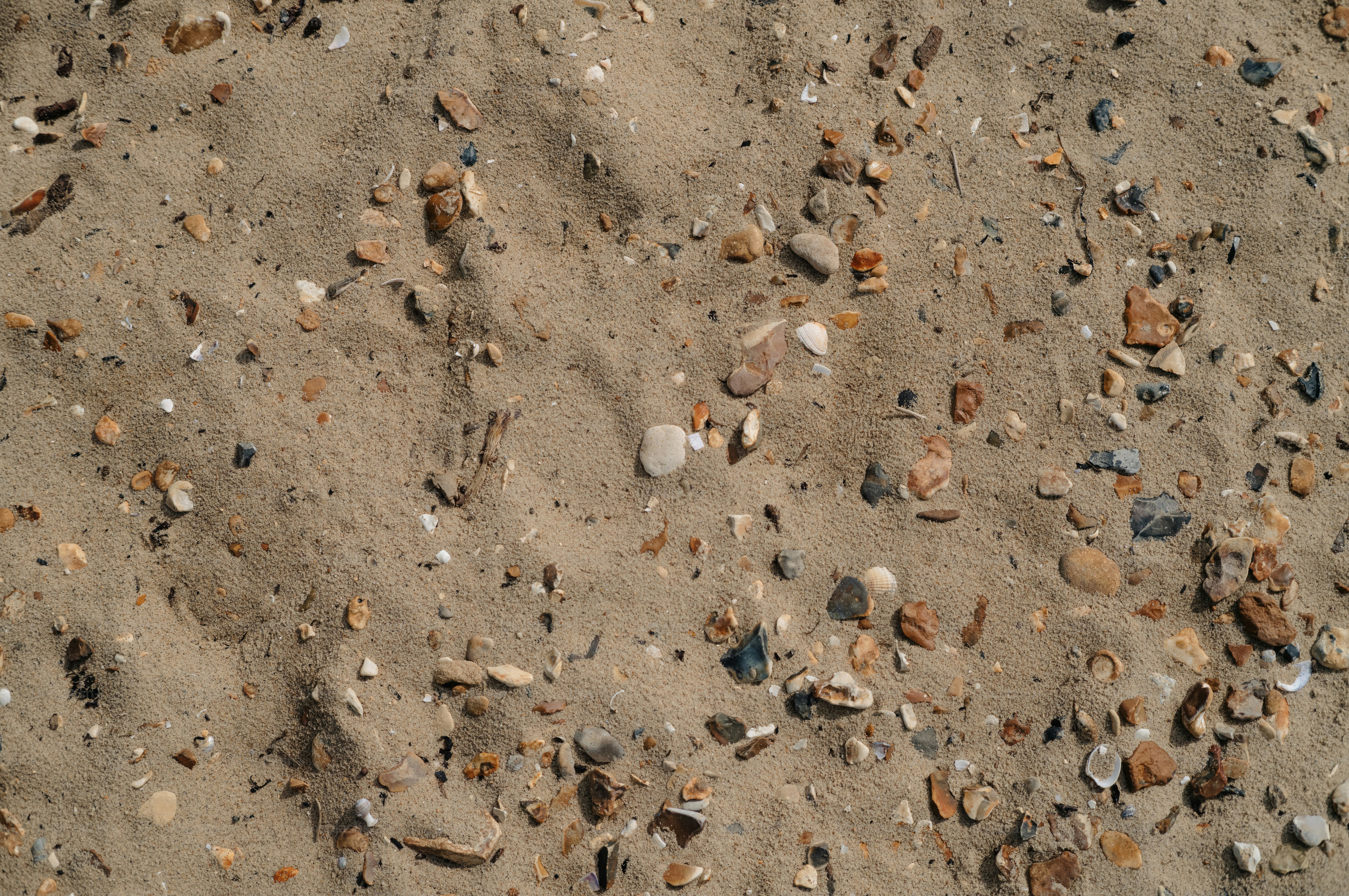 Close-up of sand and small pebbles on a beach