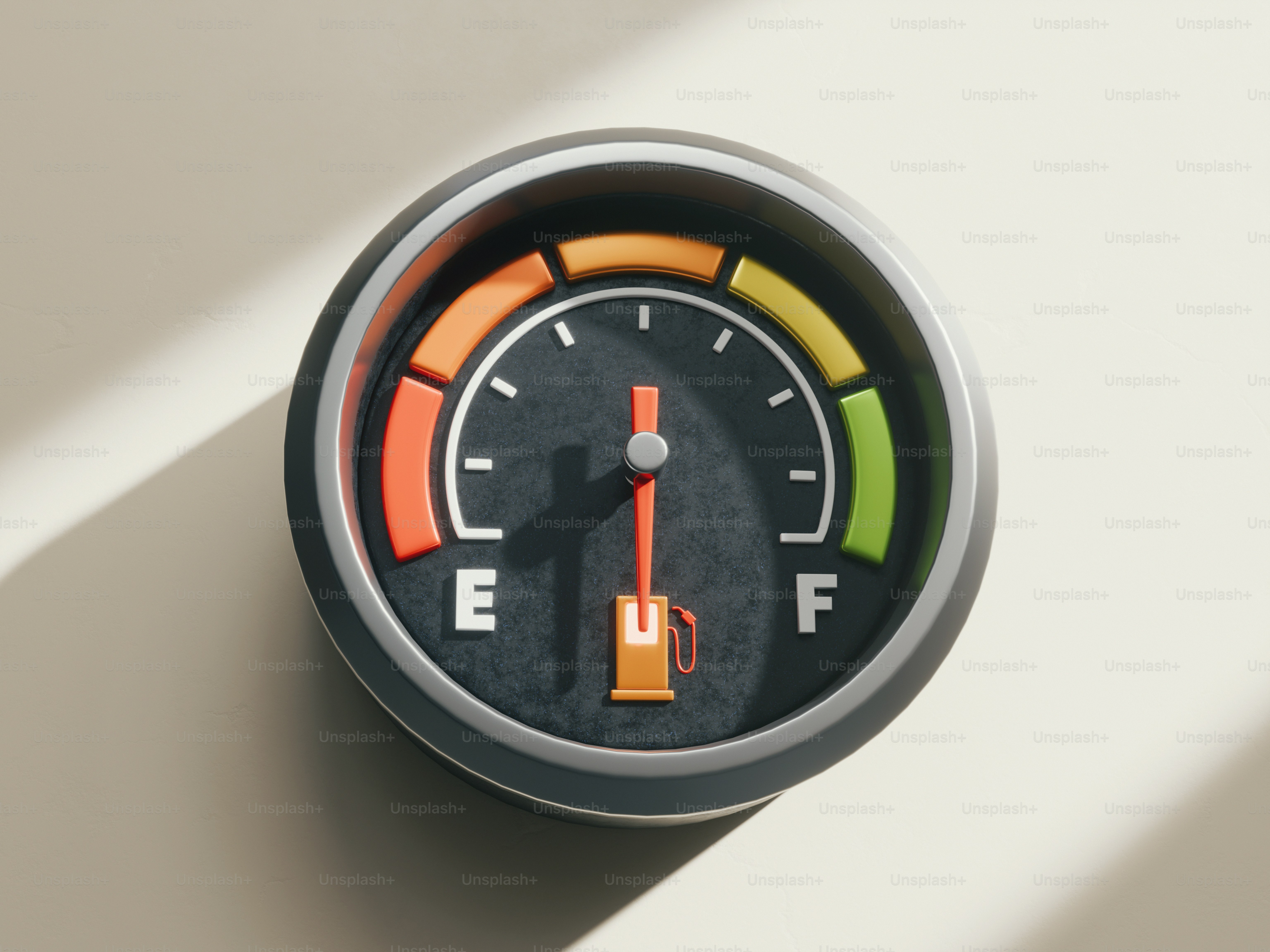 Jauge de carburant avec aiguille sur vide.