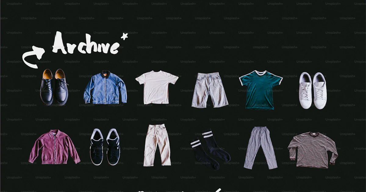 Clothing and footwear displayed on a dark surface. photo – Style Image ...