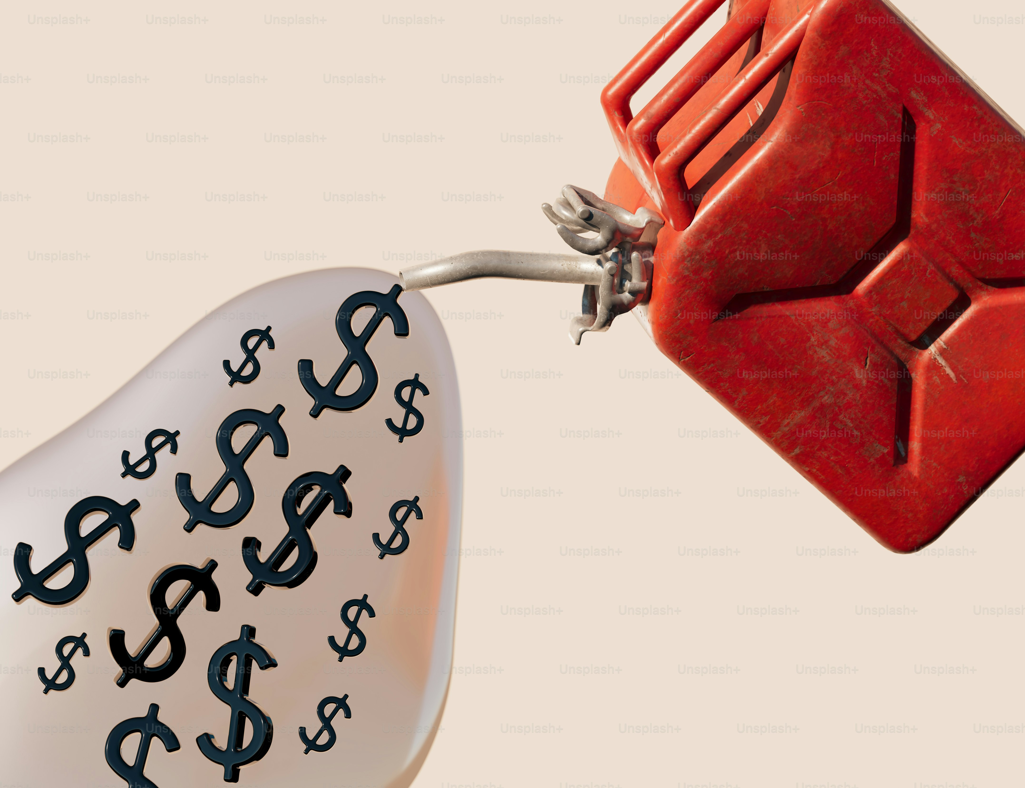 Gas merah dapat menyedot tanda dolar dari benda putih.