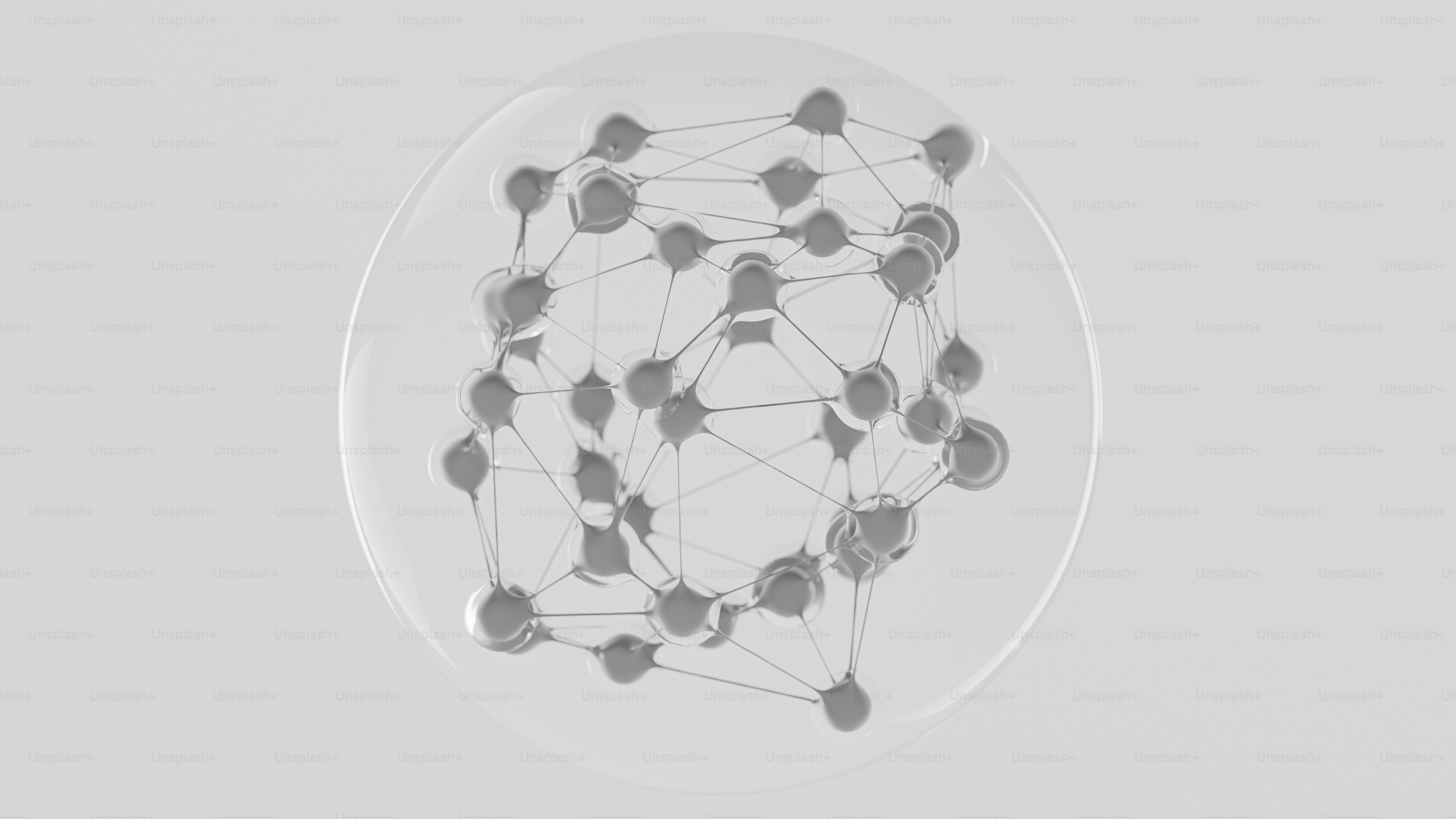Abstract network of nodes inside a transparent sphere
