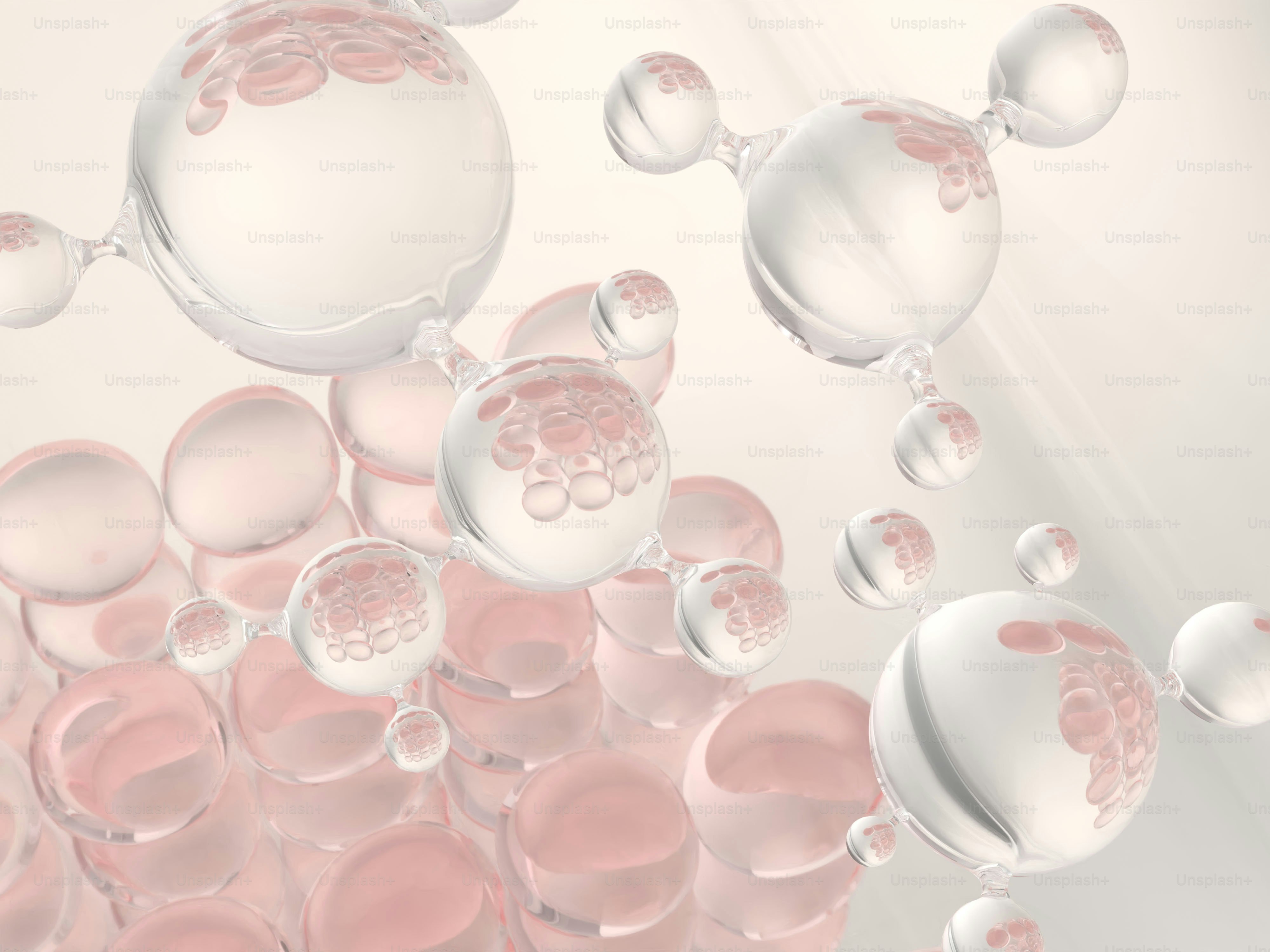 Clear and pink molecular structures against a light background.