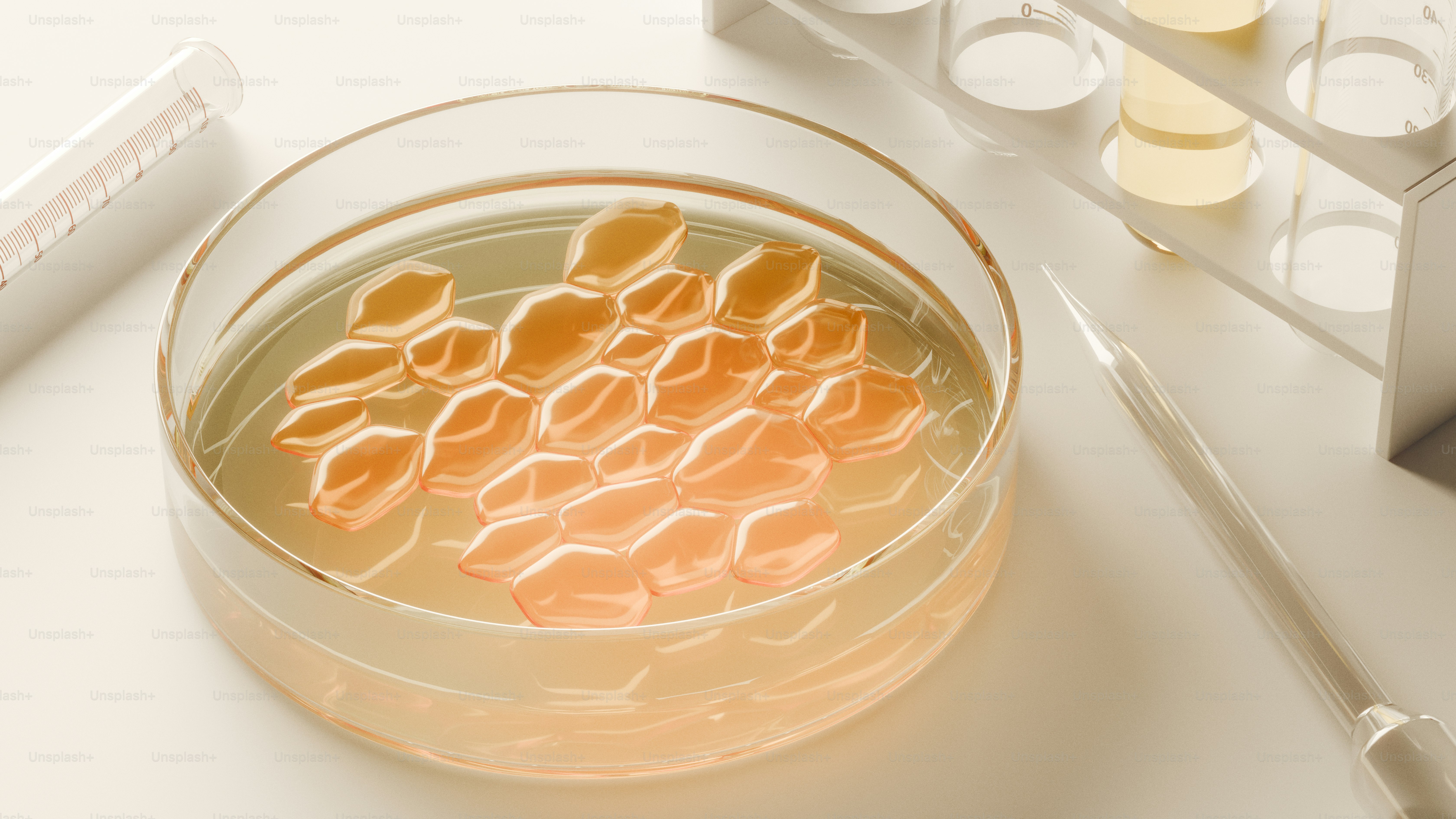 Petri dish with bacterial colonies and lab equipment. photo – Health ...
