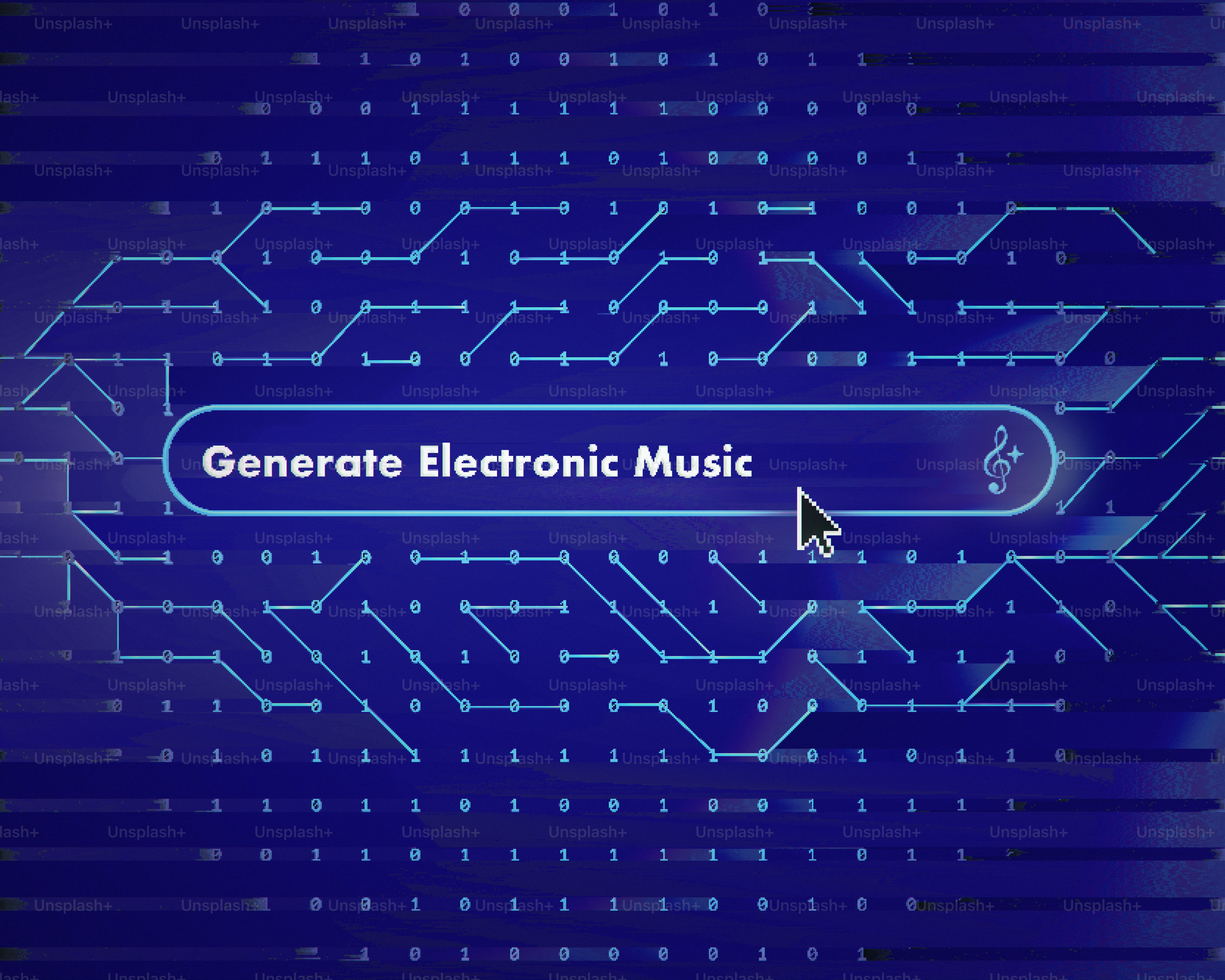 Cursor pointing at "generate electronic music" search bar.