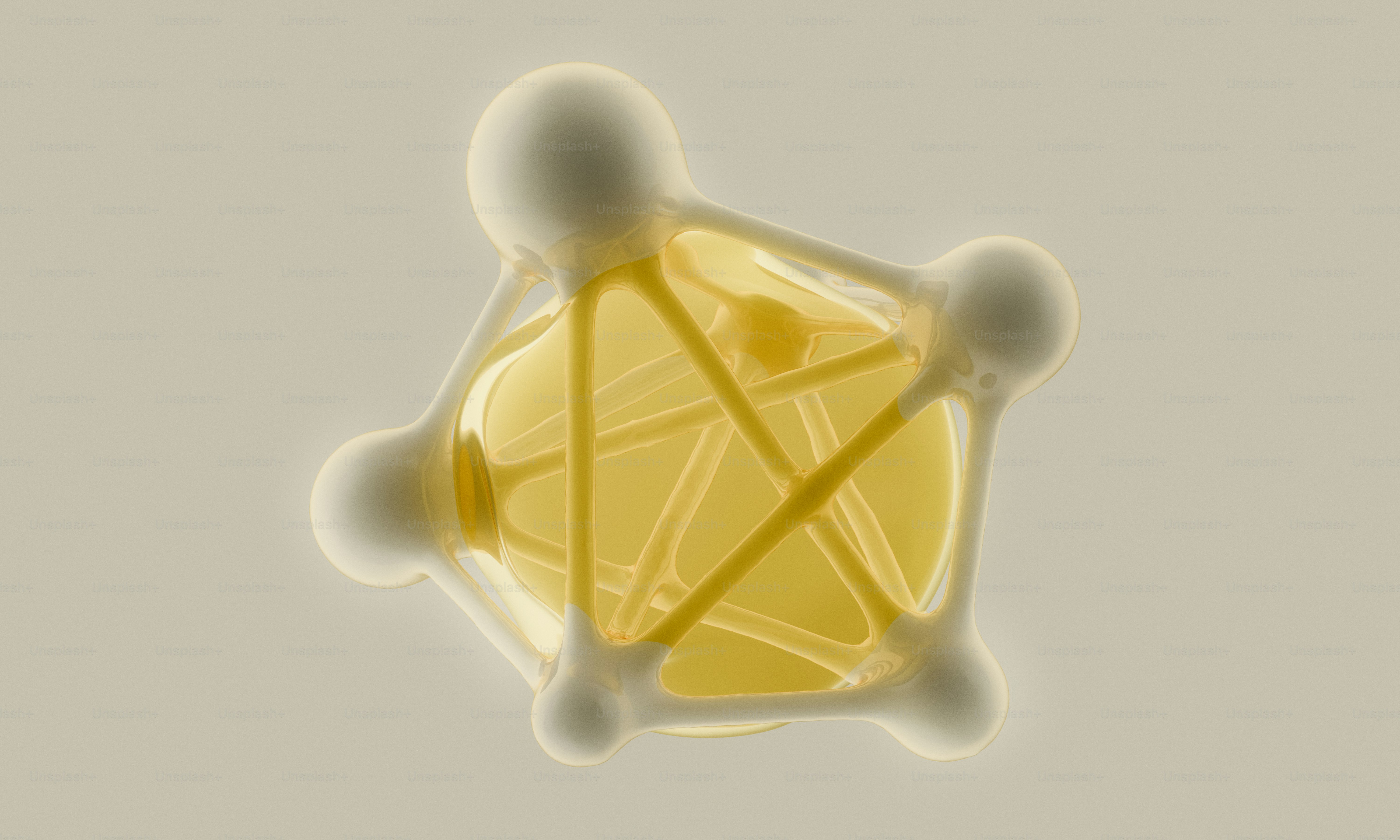 A glowing abstract 3D structure with interconnected nodes.