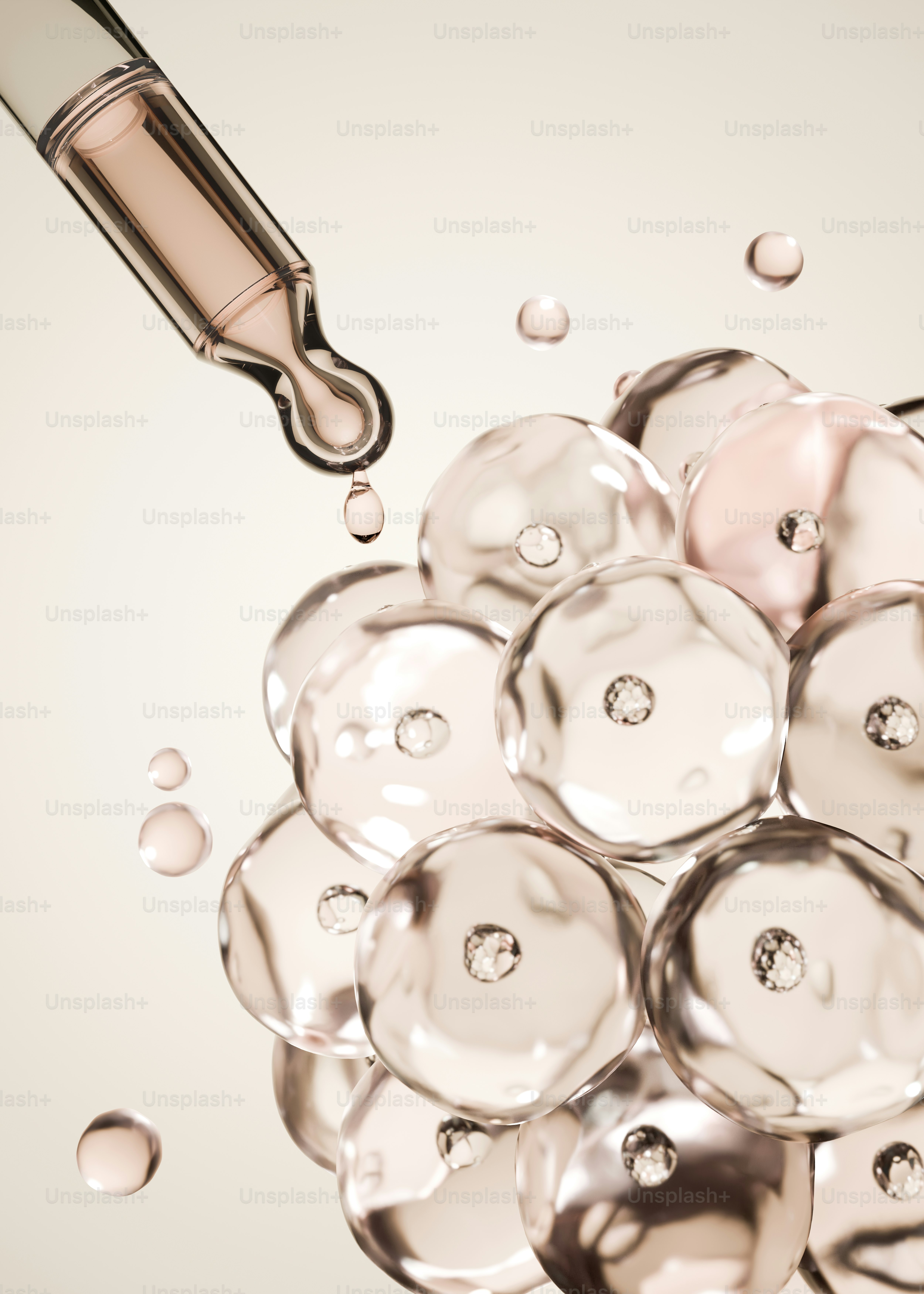 A dropper dispenses liquid onto a cluster of translucent cells.