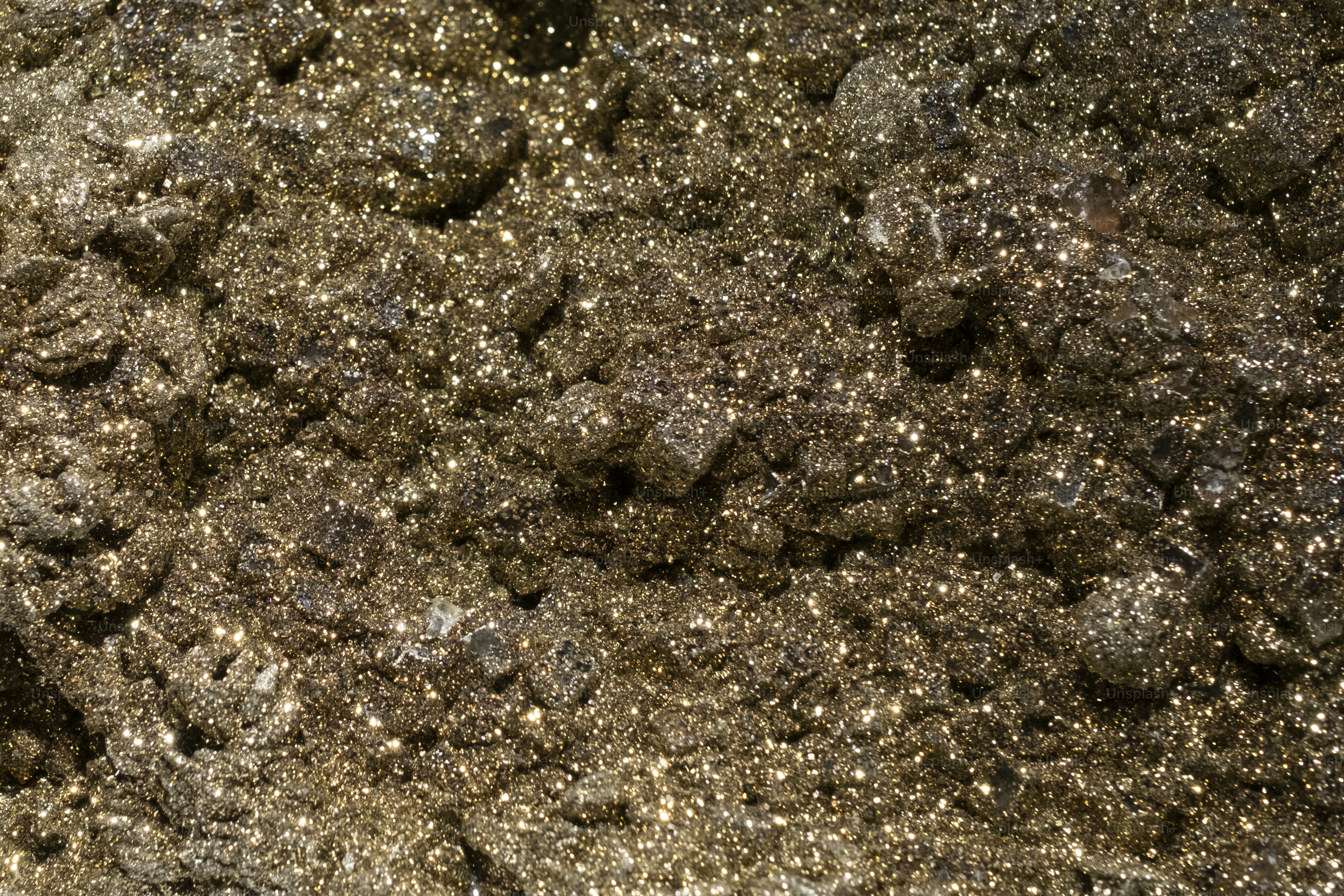 Sparkling golden pyrite crystals.