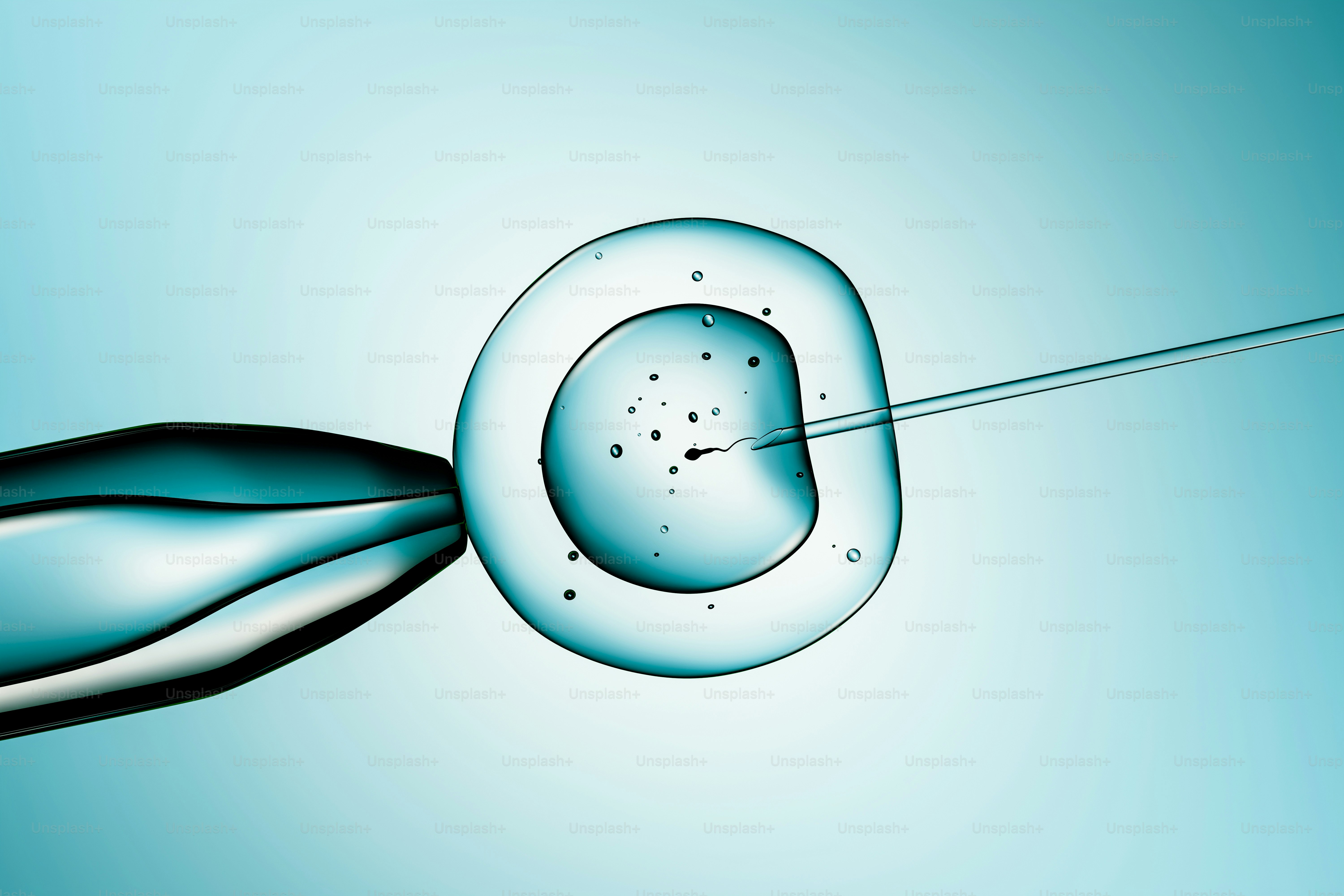 Scientific cell injection with a microscopic needle.