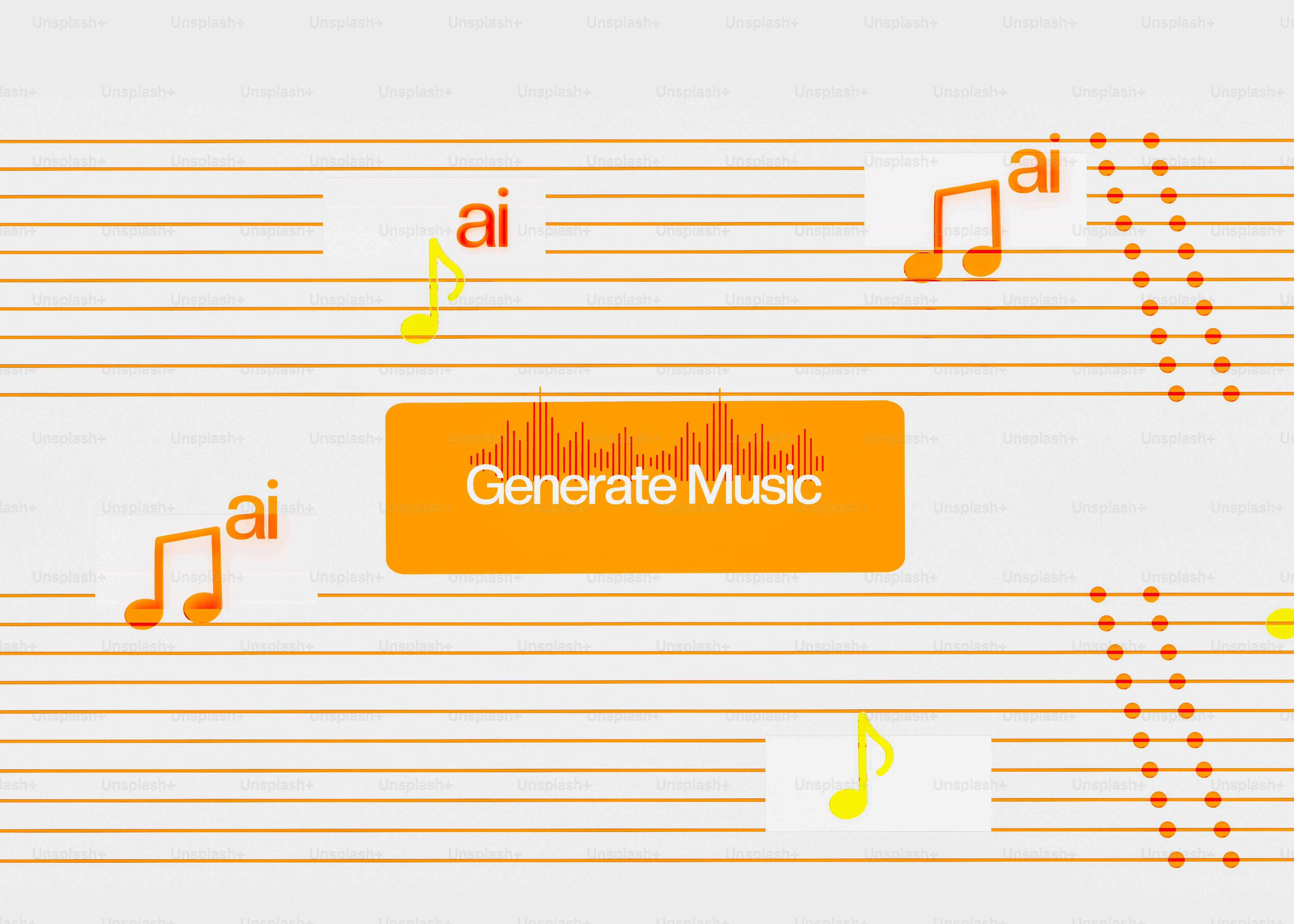 Not musik dan baris staf dengan tombol 'hasilkan musik'.