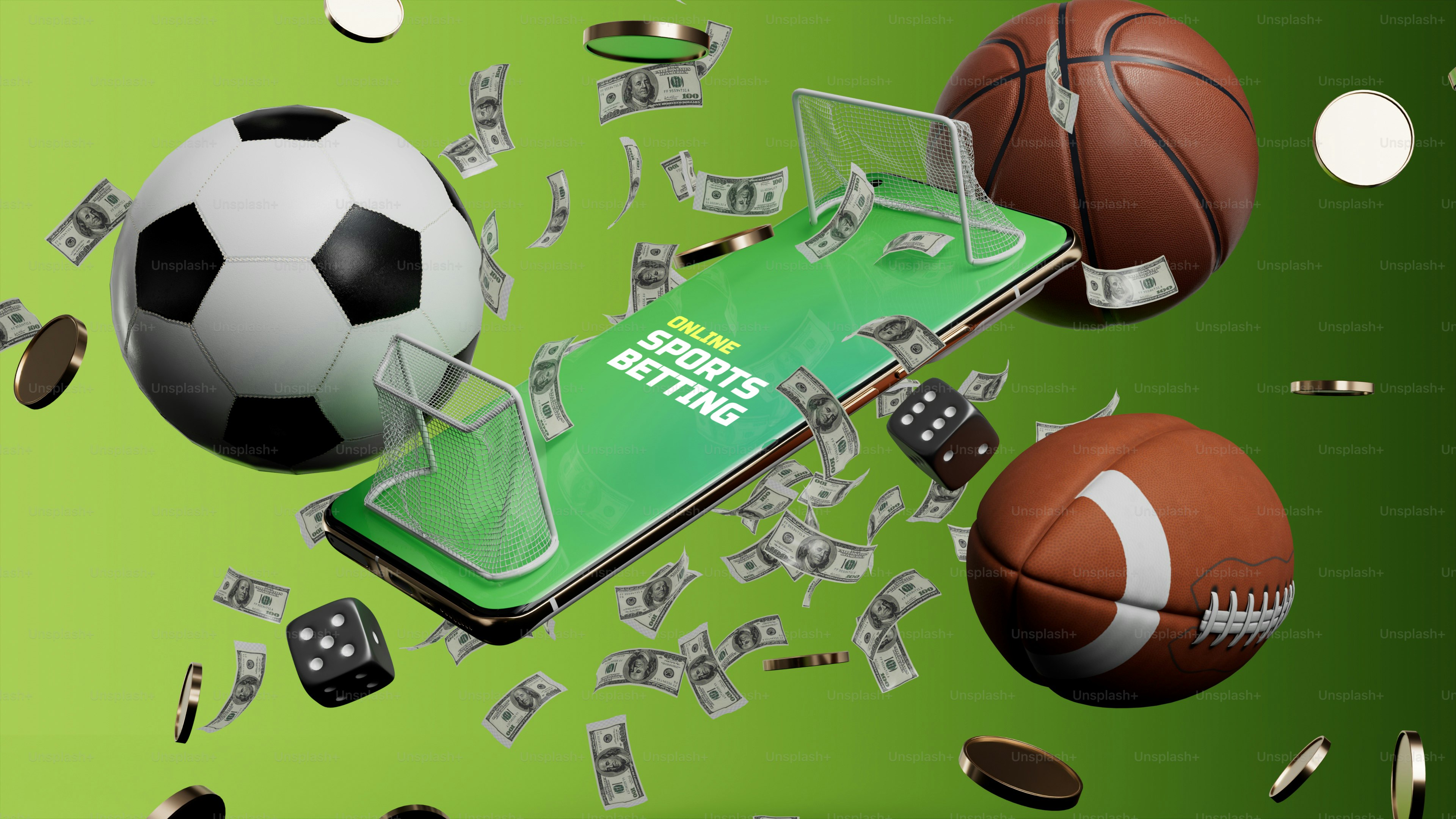 App di scommesse sportive online, denaro, dadi e sport