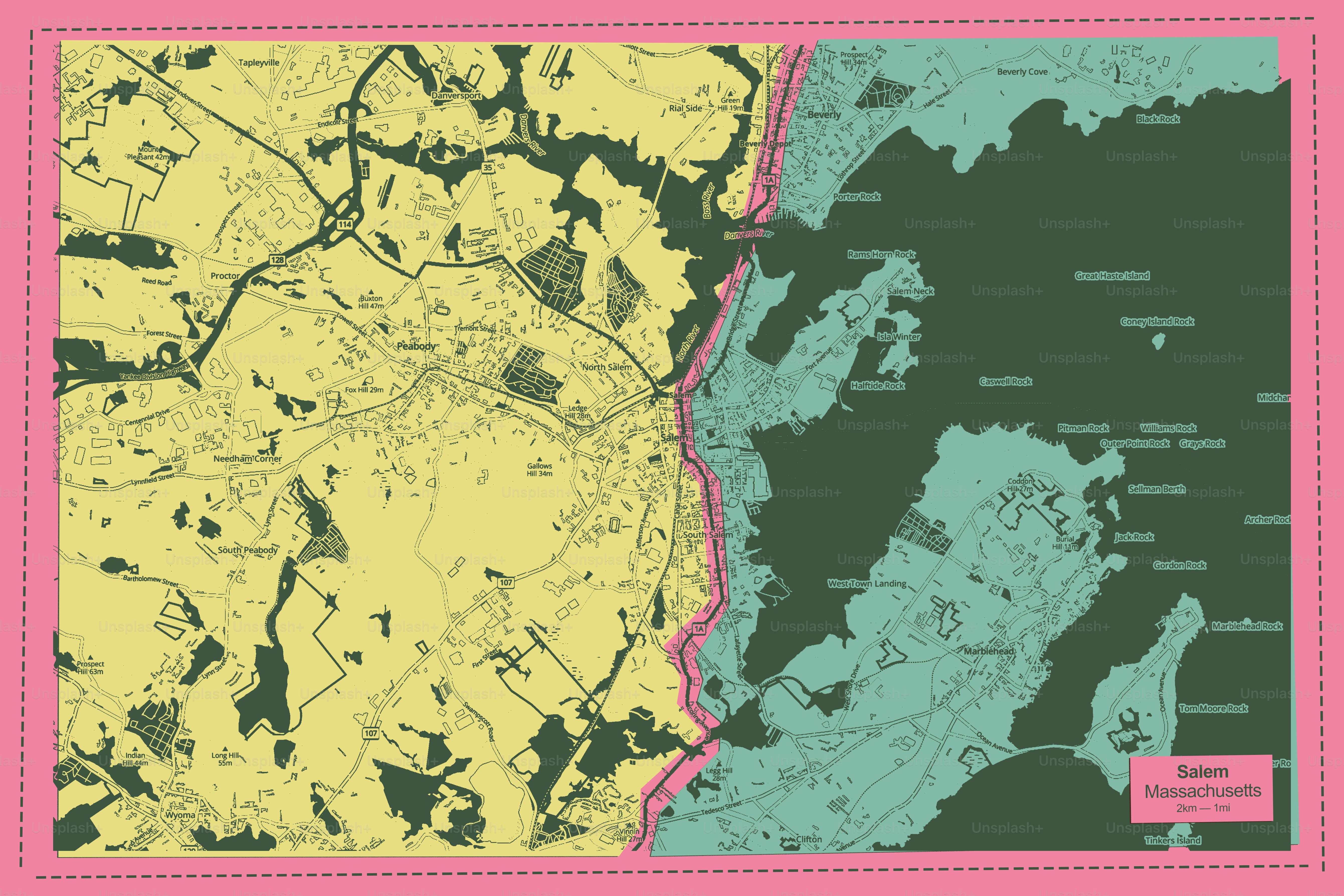 Mapa geográfico de terra e mar