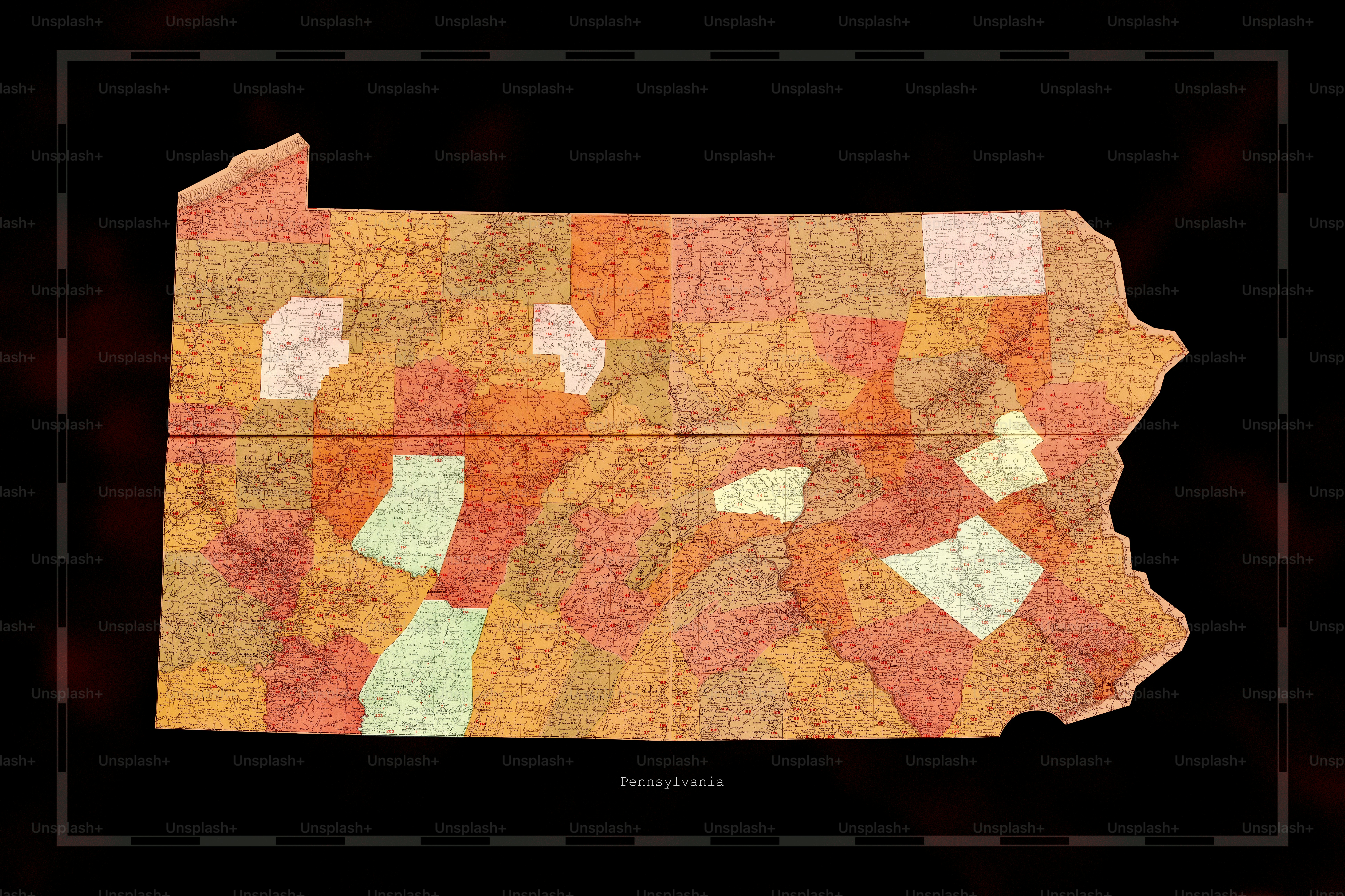 Detailed map of pennsylvania counties
