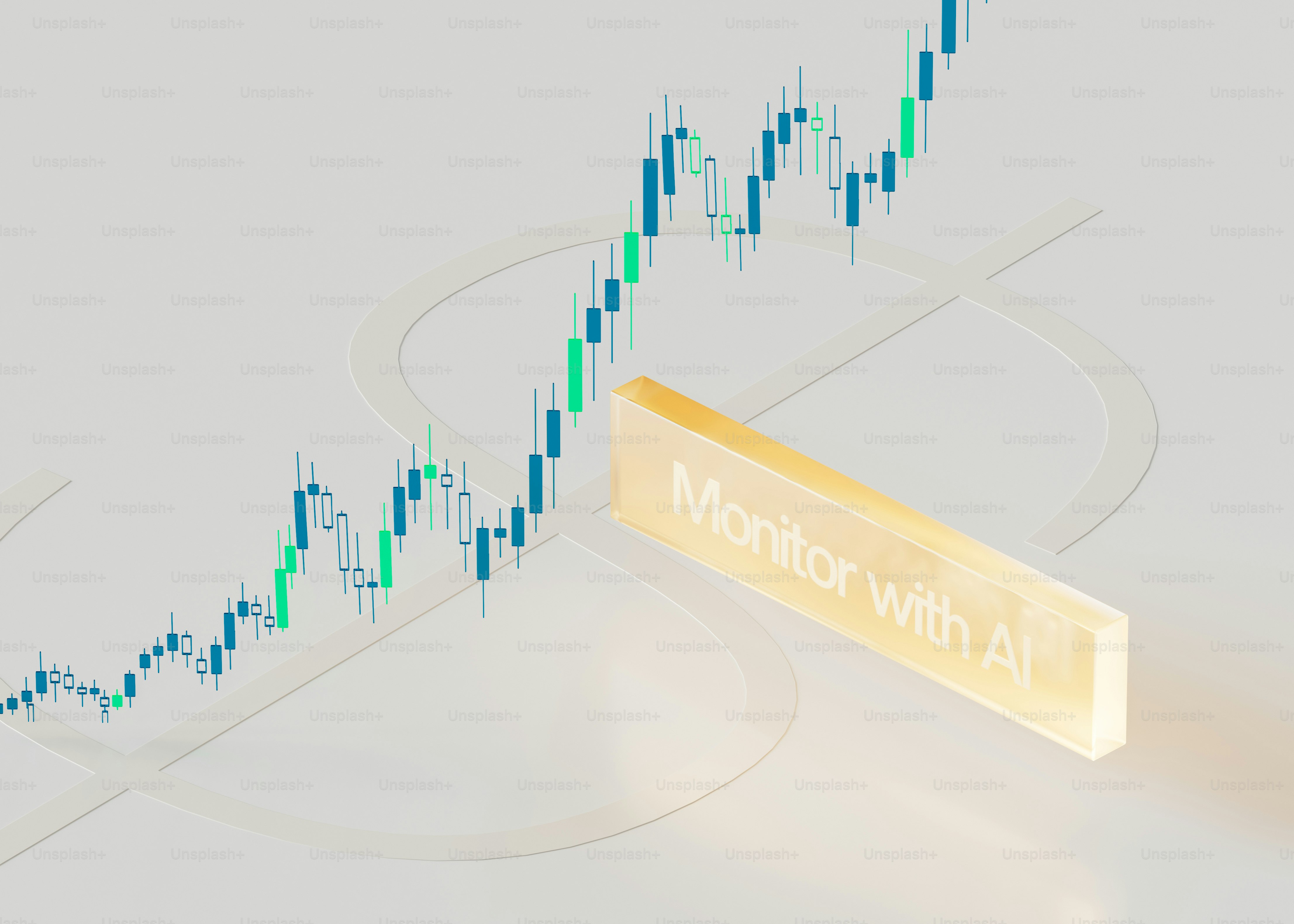 Upward financial chart with 'monitor with ai' overlay
