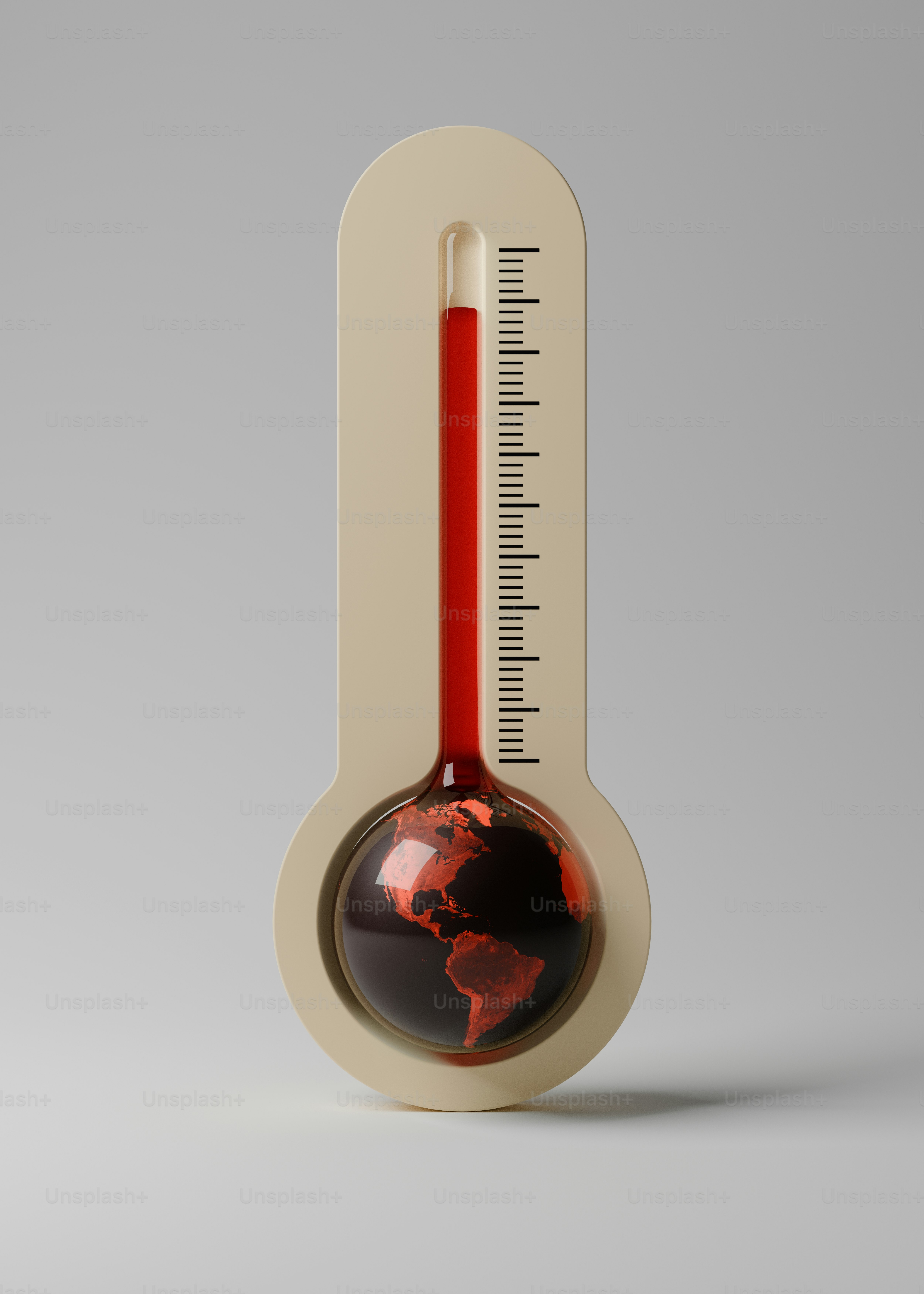 Thermometer with globe indicating global warming