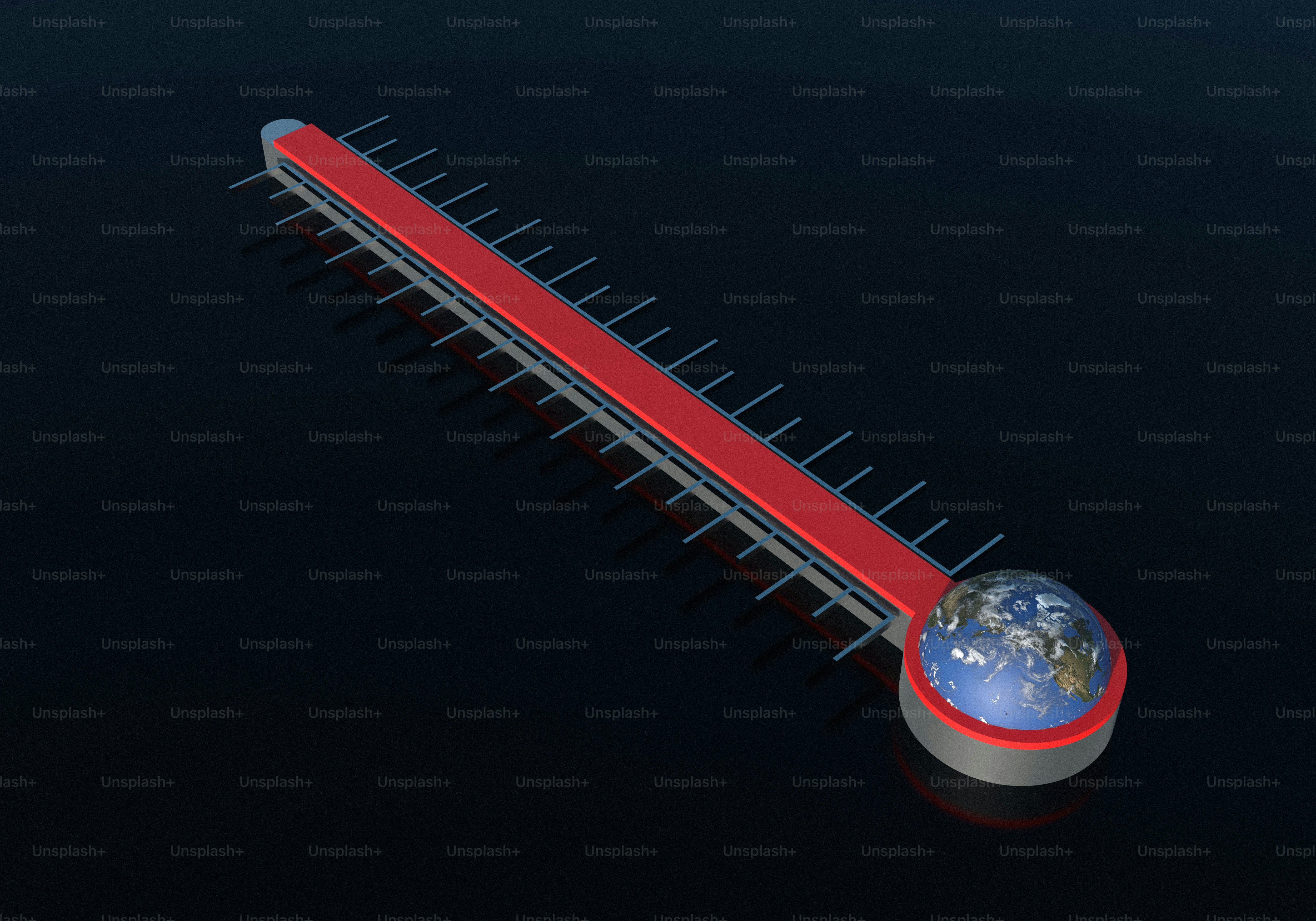 Global warming represented by earth in a thermometer
