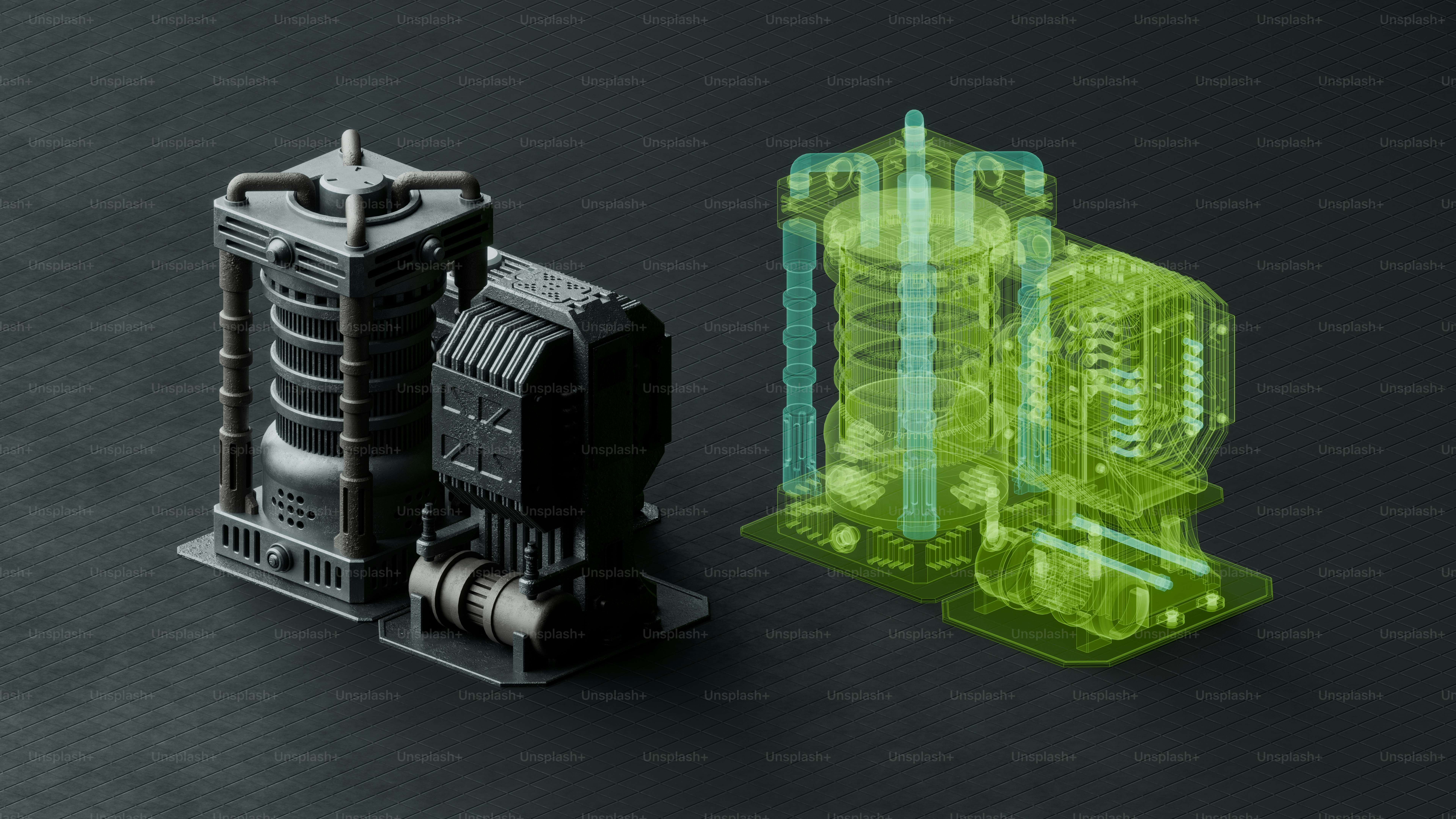 Undurchsichtige und durchscheinende 3D-gedruckte mechanische Modelle
