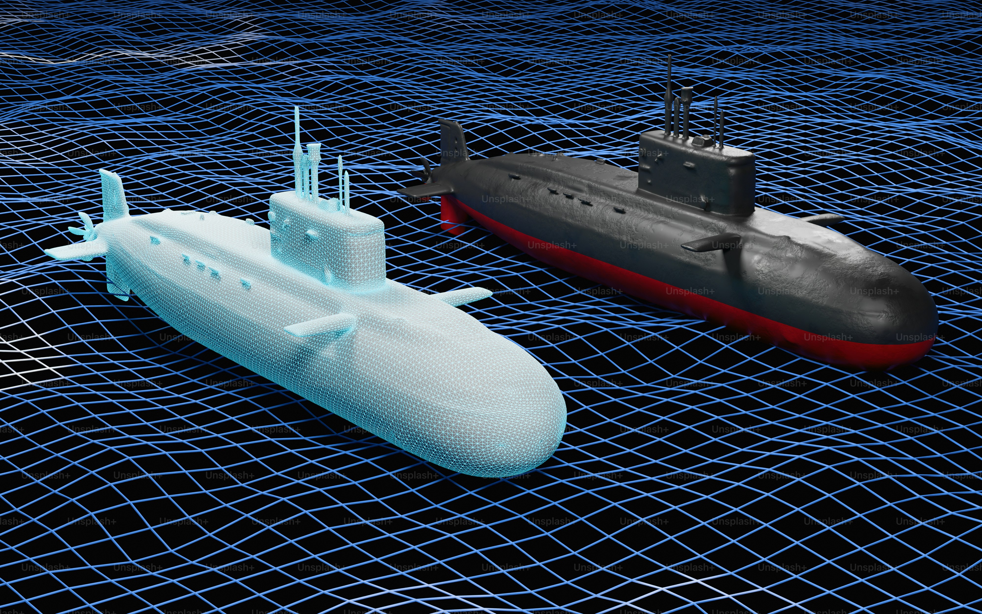 Gemelo digital de submarino y modelo físico en red de datos