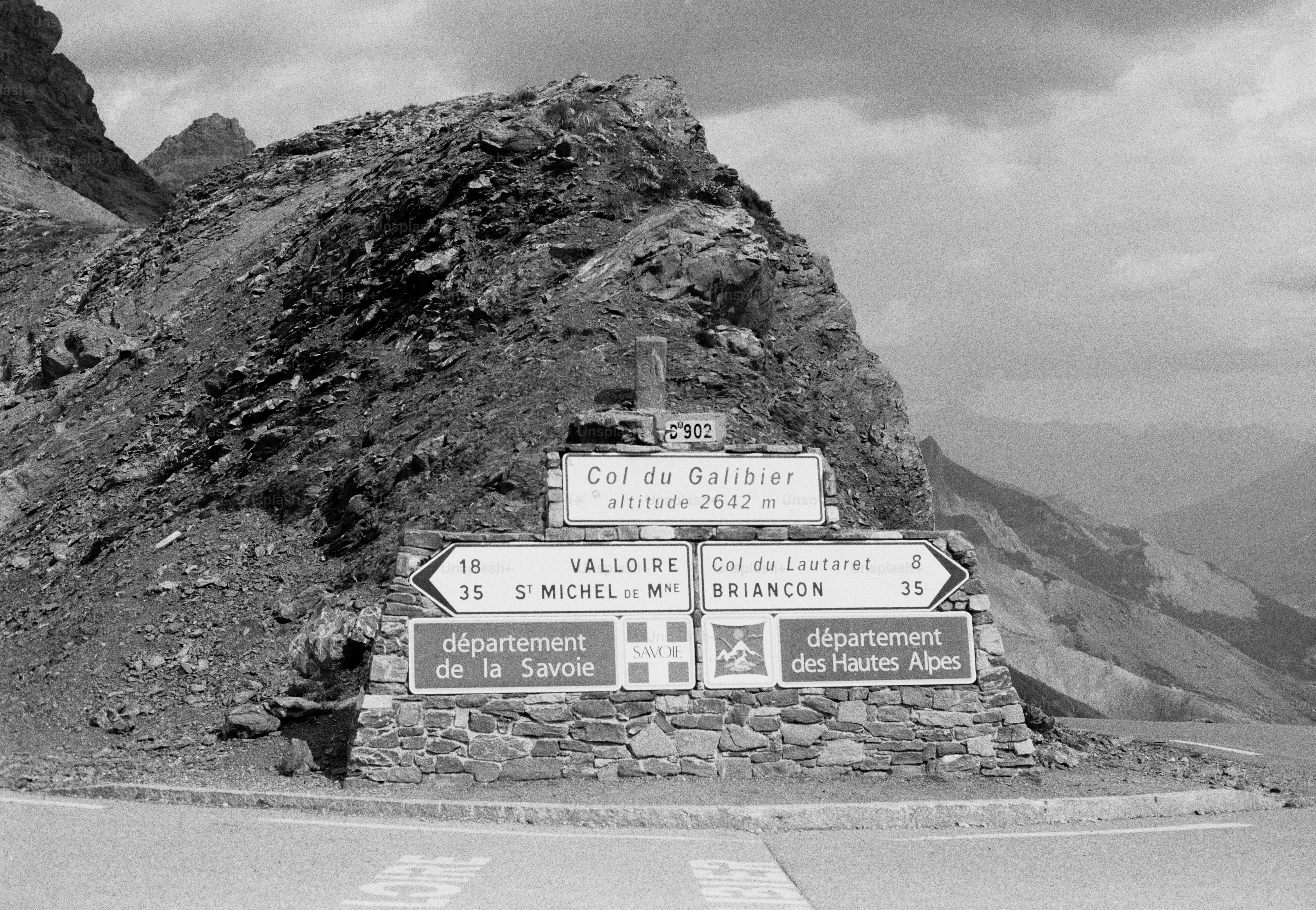 Col du galibier mountain pass signpost