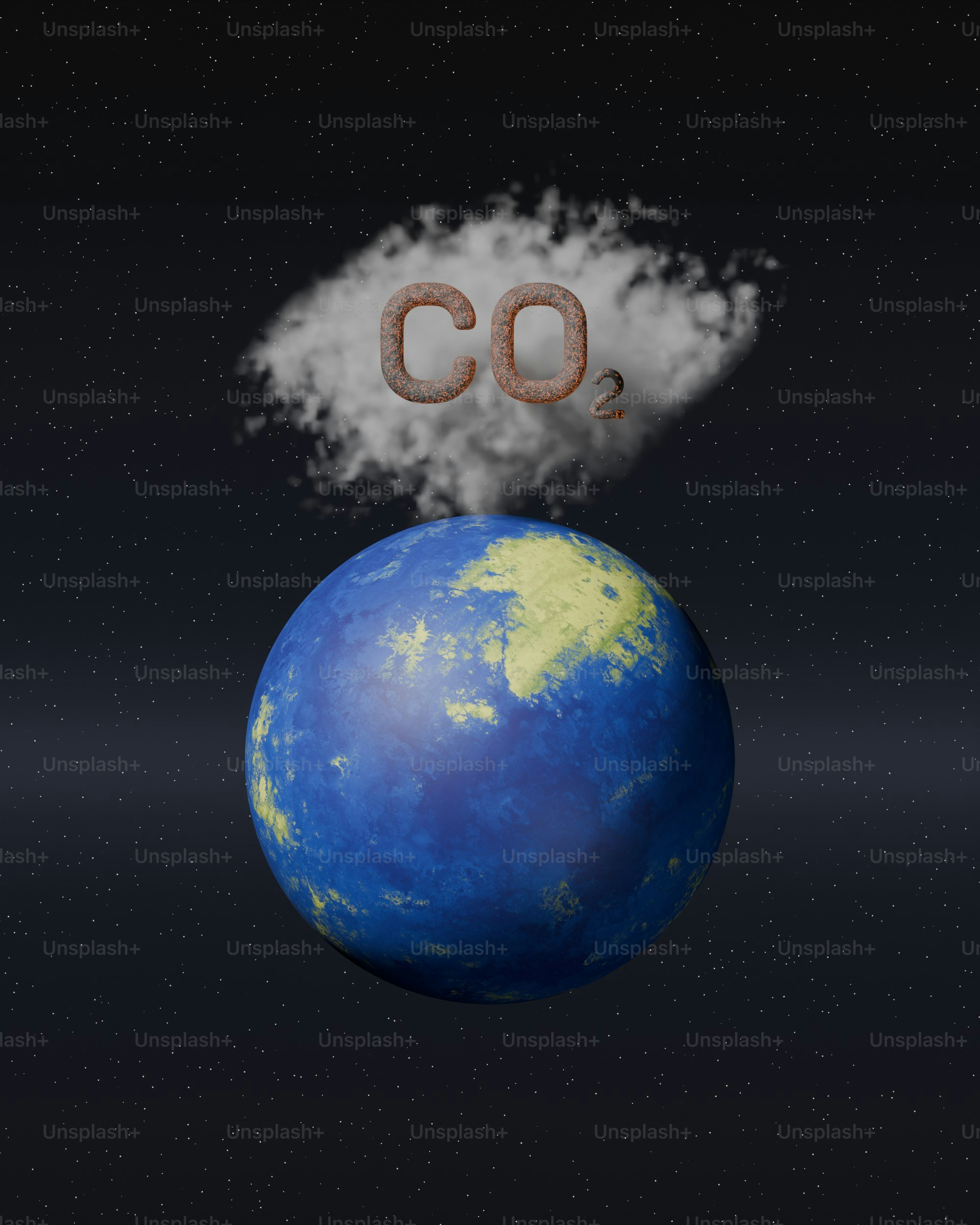 CO2 오염 구름이 있는 지구