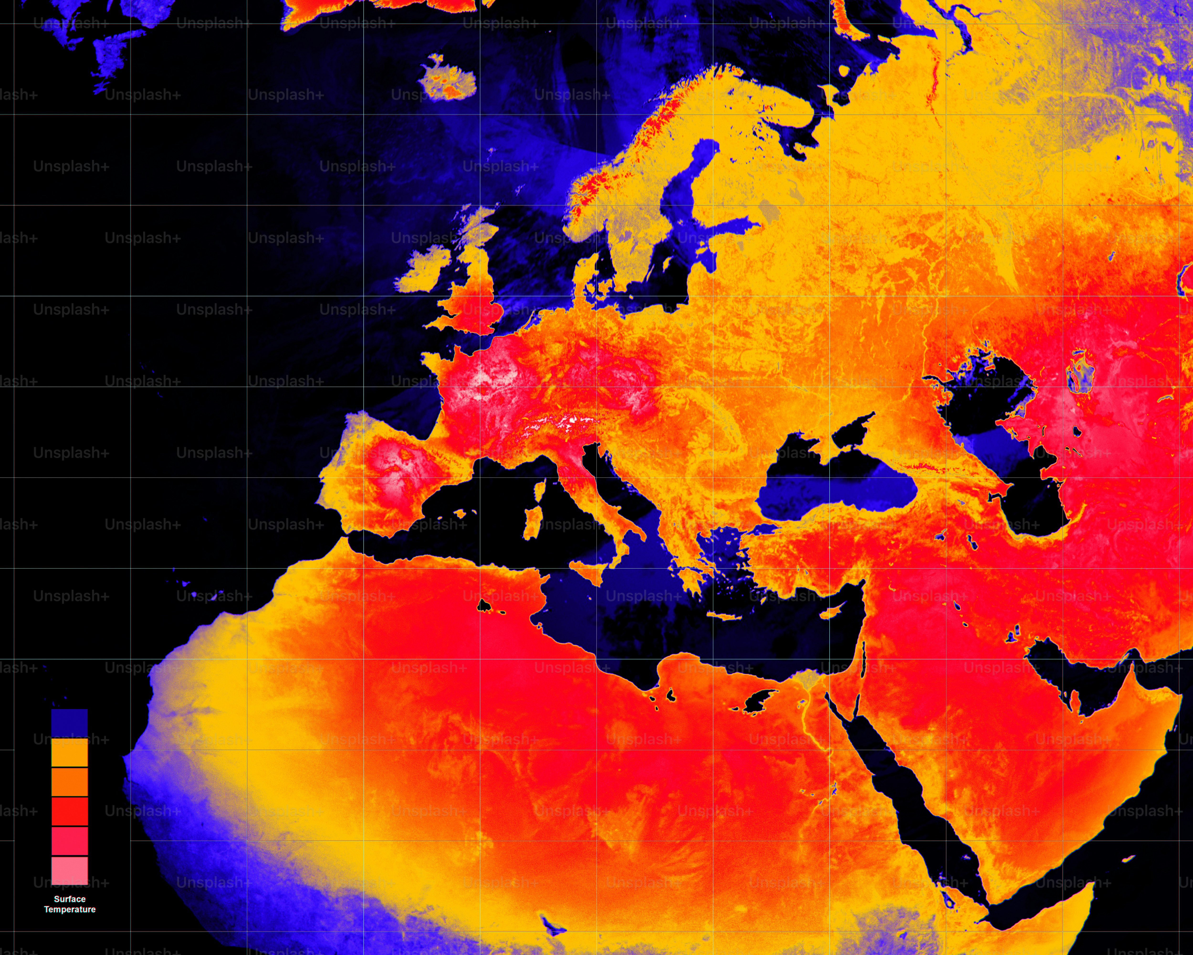 Mappa termica Europa e Africa che illustra il riscaldamento globale