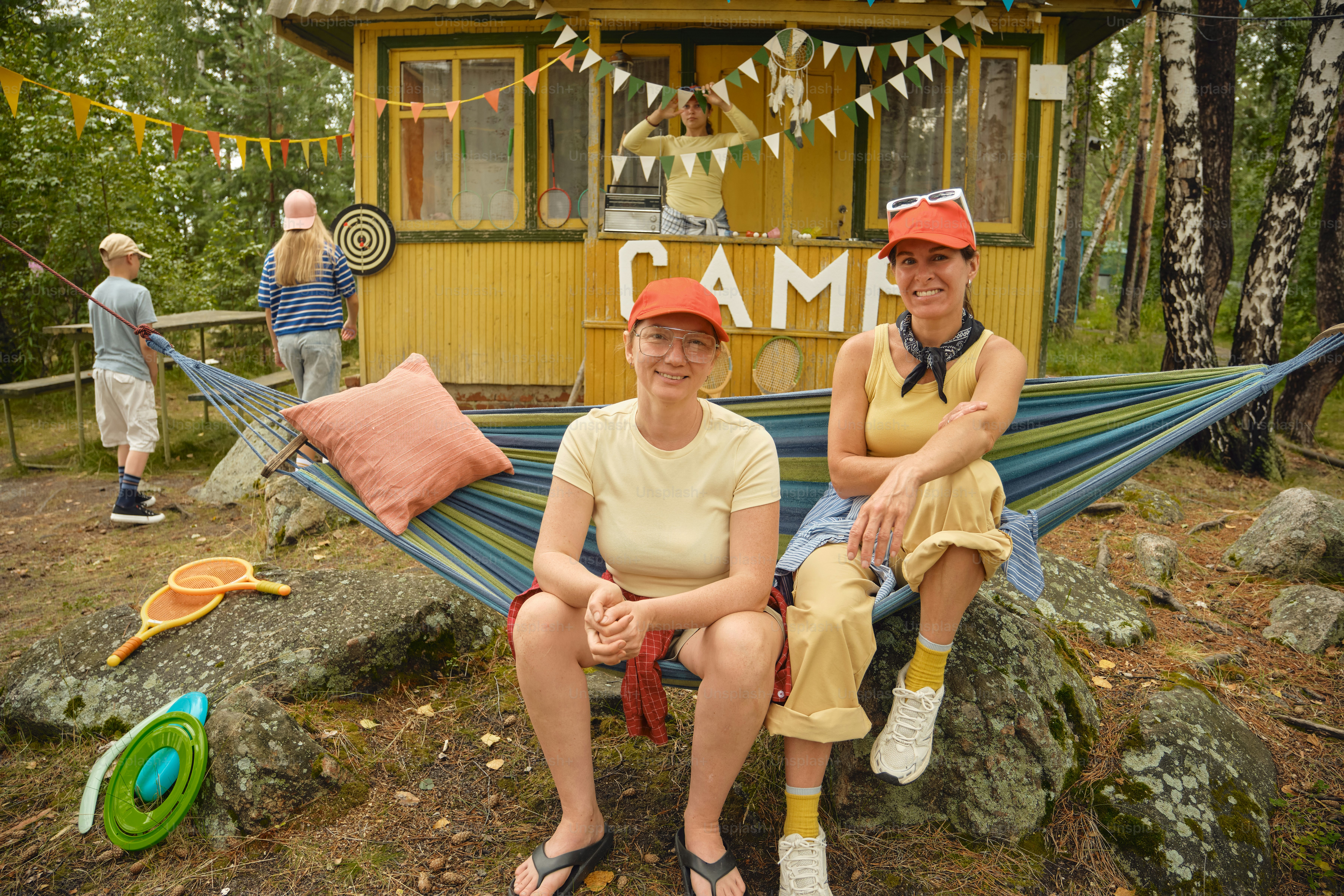 Women and children enjoying an authentic summer camp photo – Summer ...