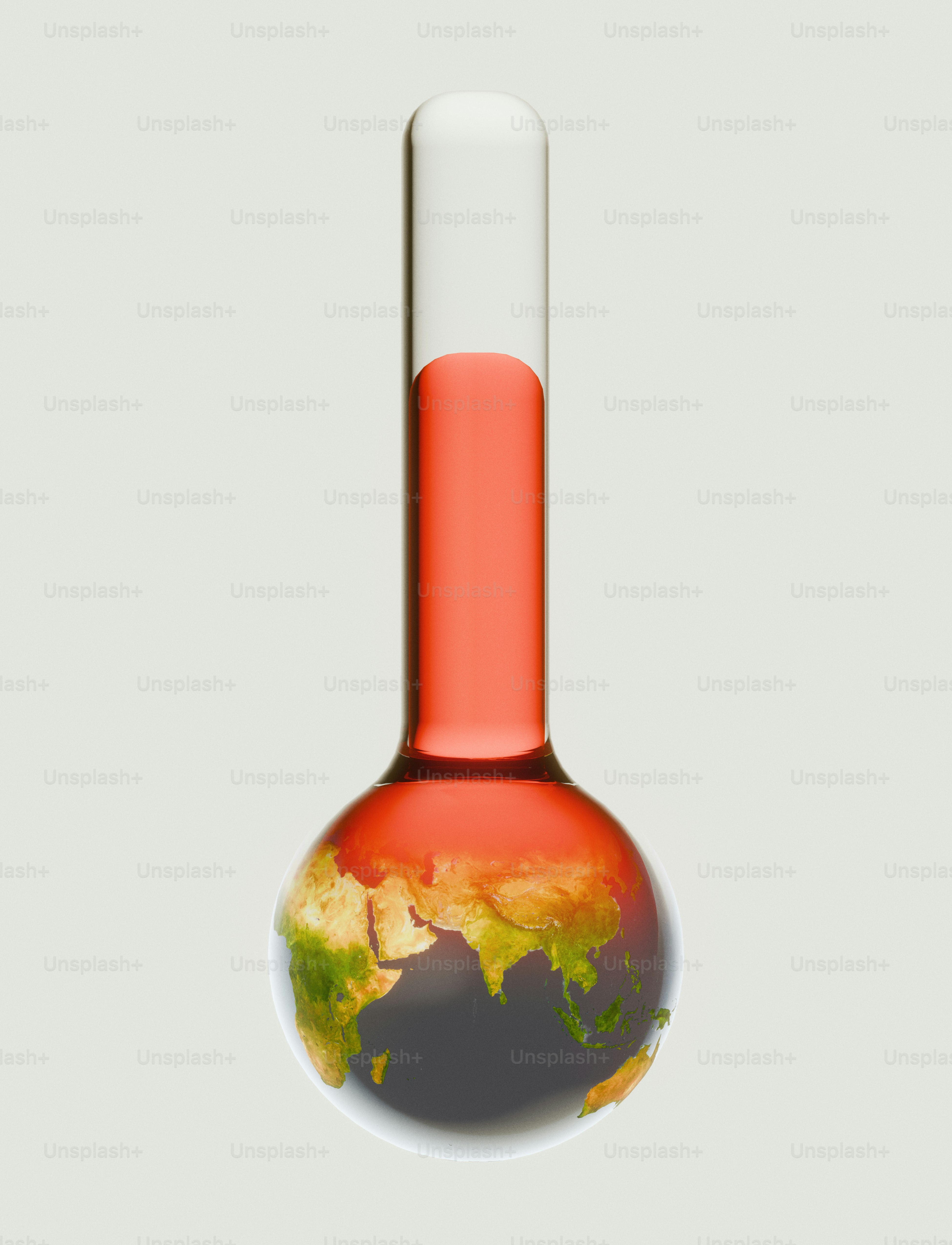 Earth inside thermometer indicating rising global temperature