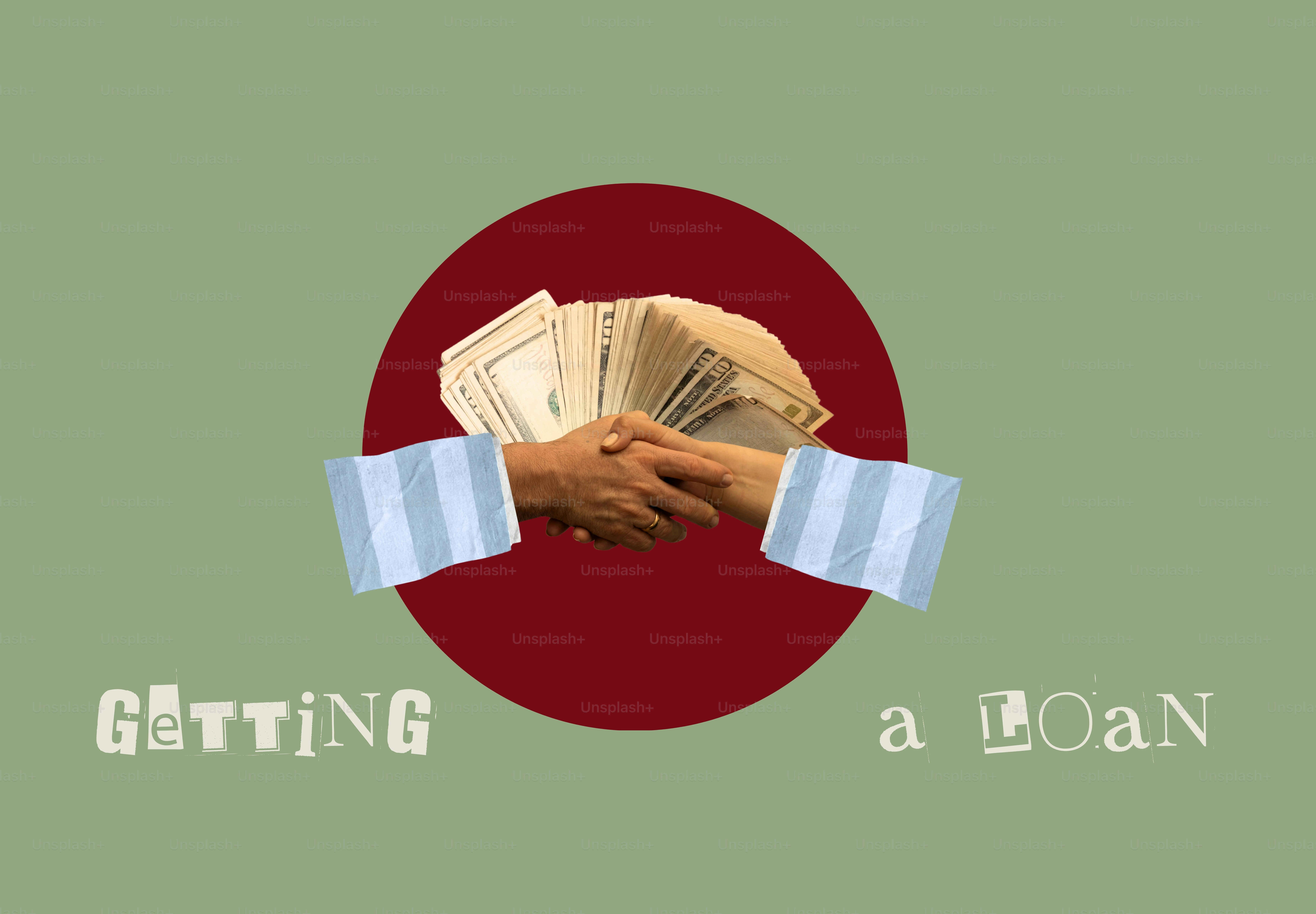 Hands shaking with money, concept of getting a loan