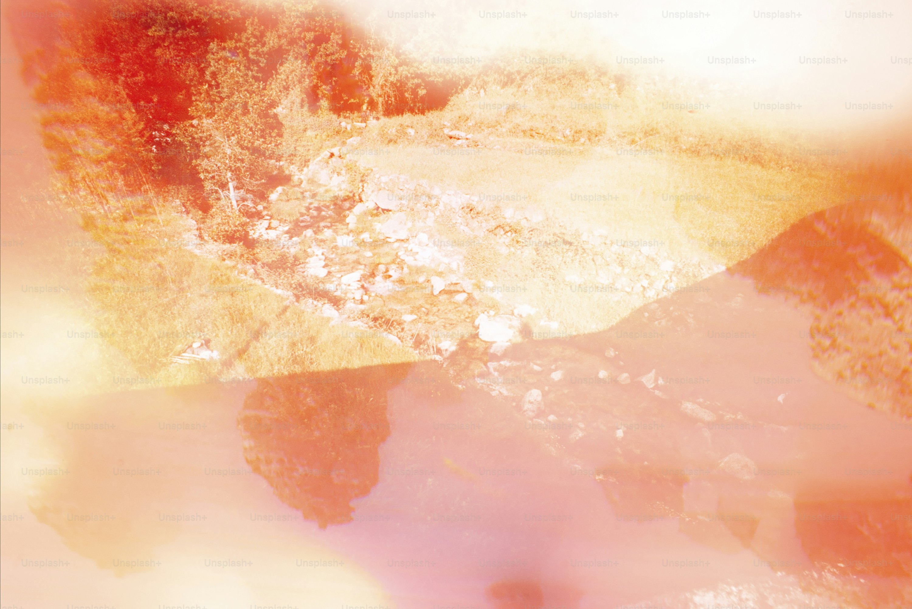Abstract blend of warm red, orange, and pink