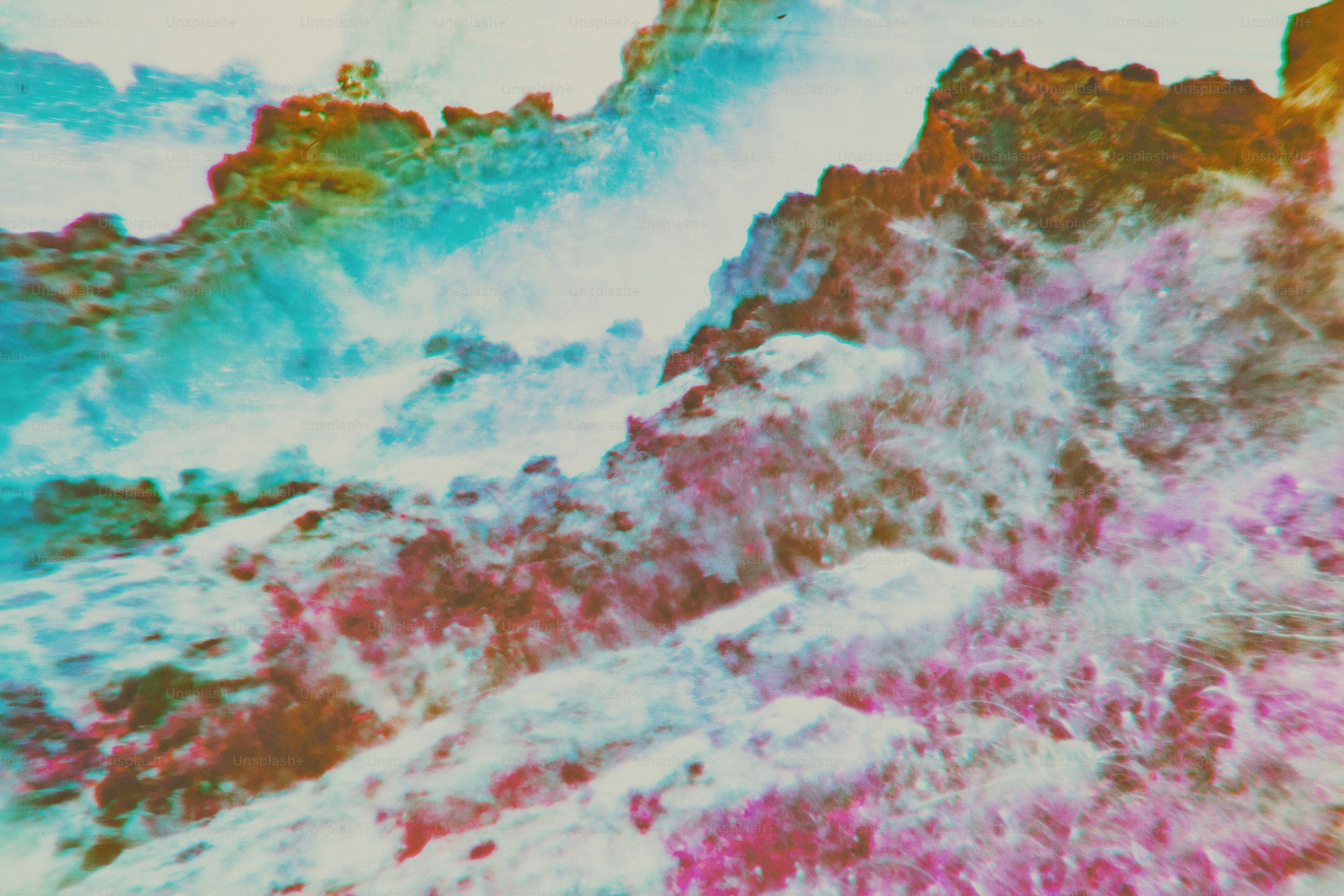 Vibrant abstract rocky landscape with distorted colors