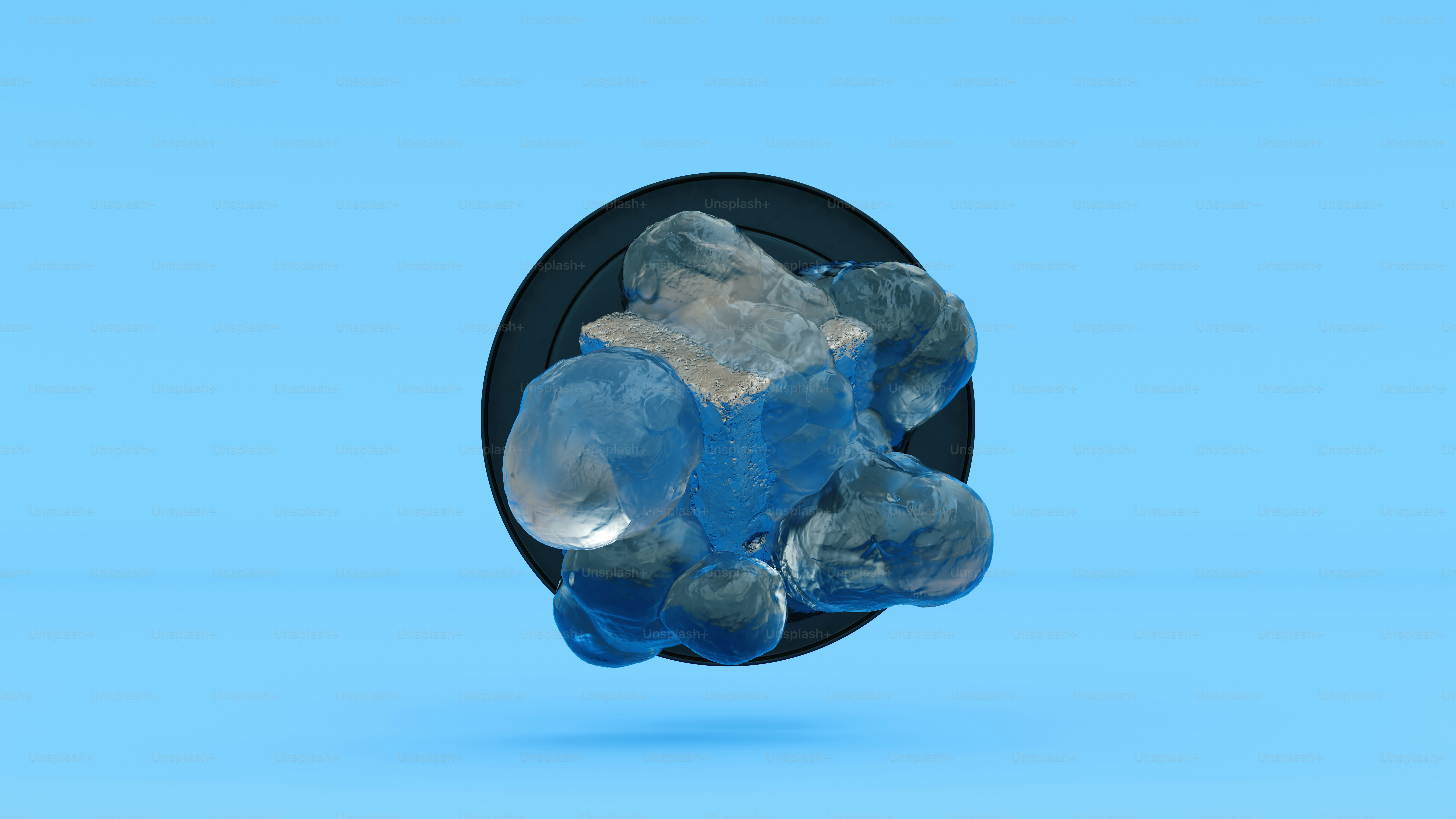 Amas abstrait de bulles organiques translucides bleues