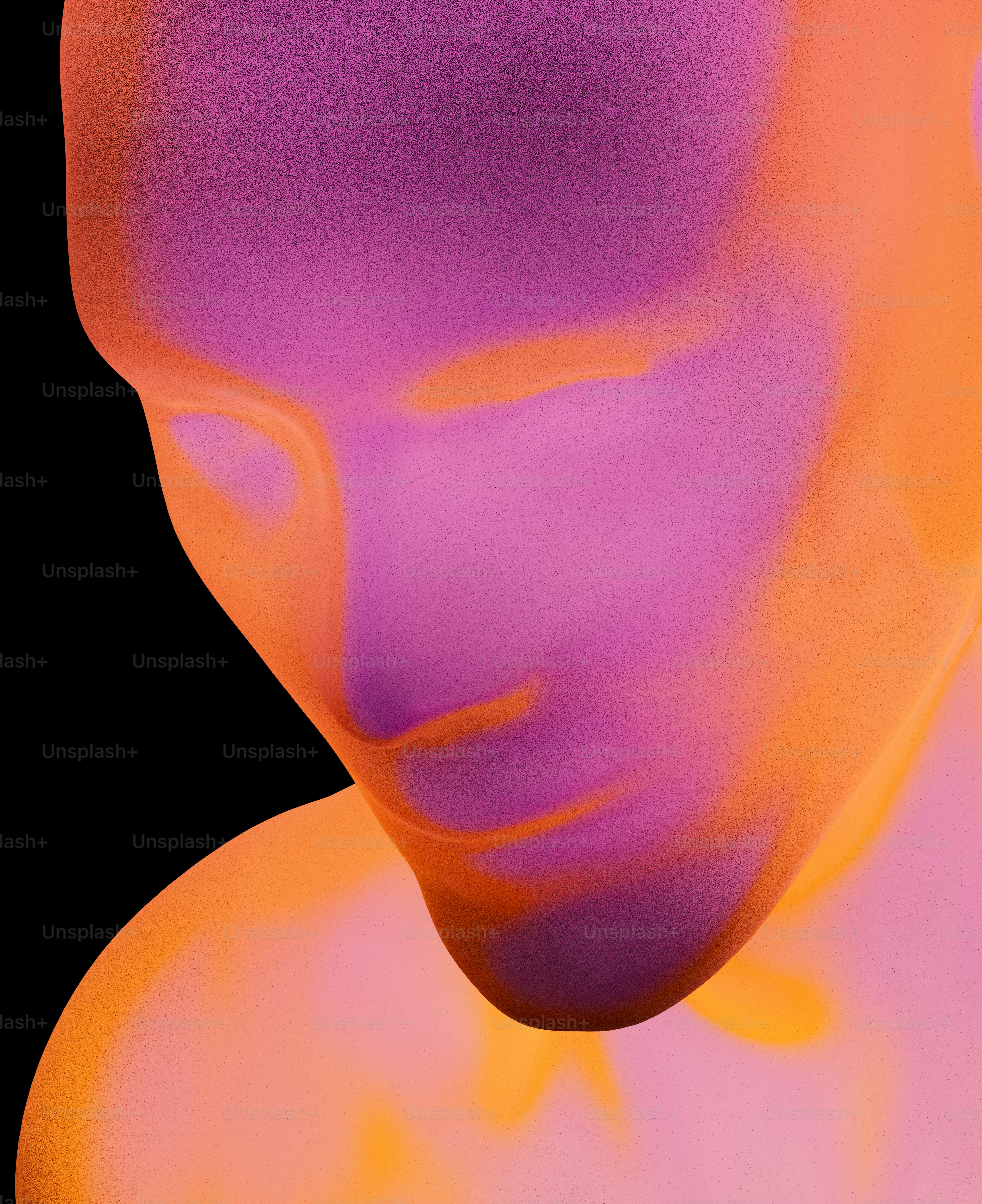 Abstract human form glowing in vibrant pink and orange