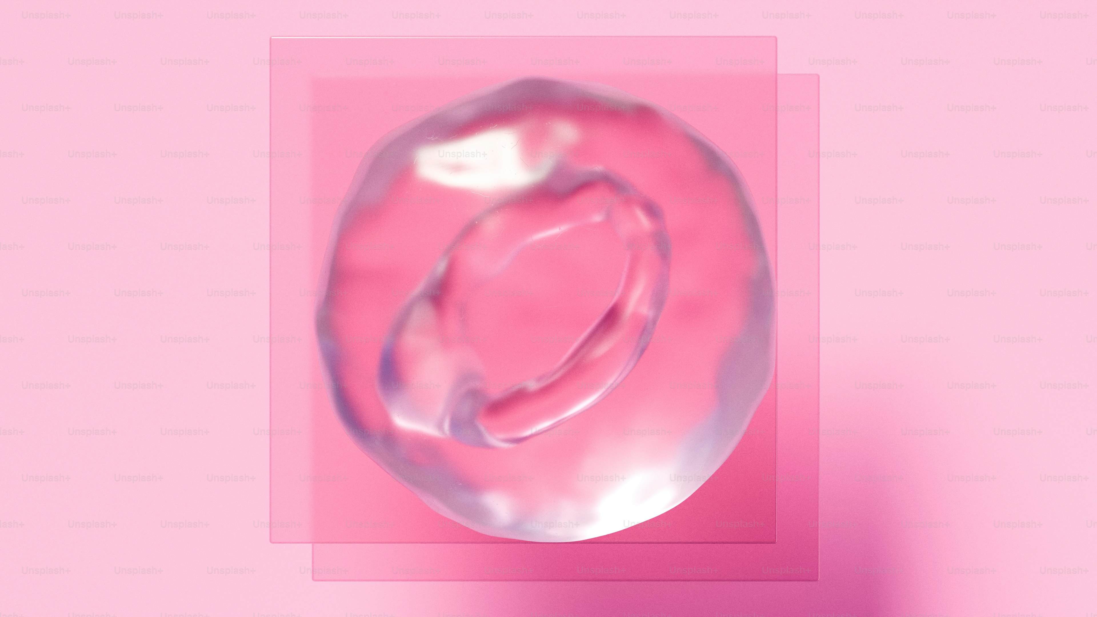 Translucent pink irregular object with inner cavity