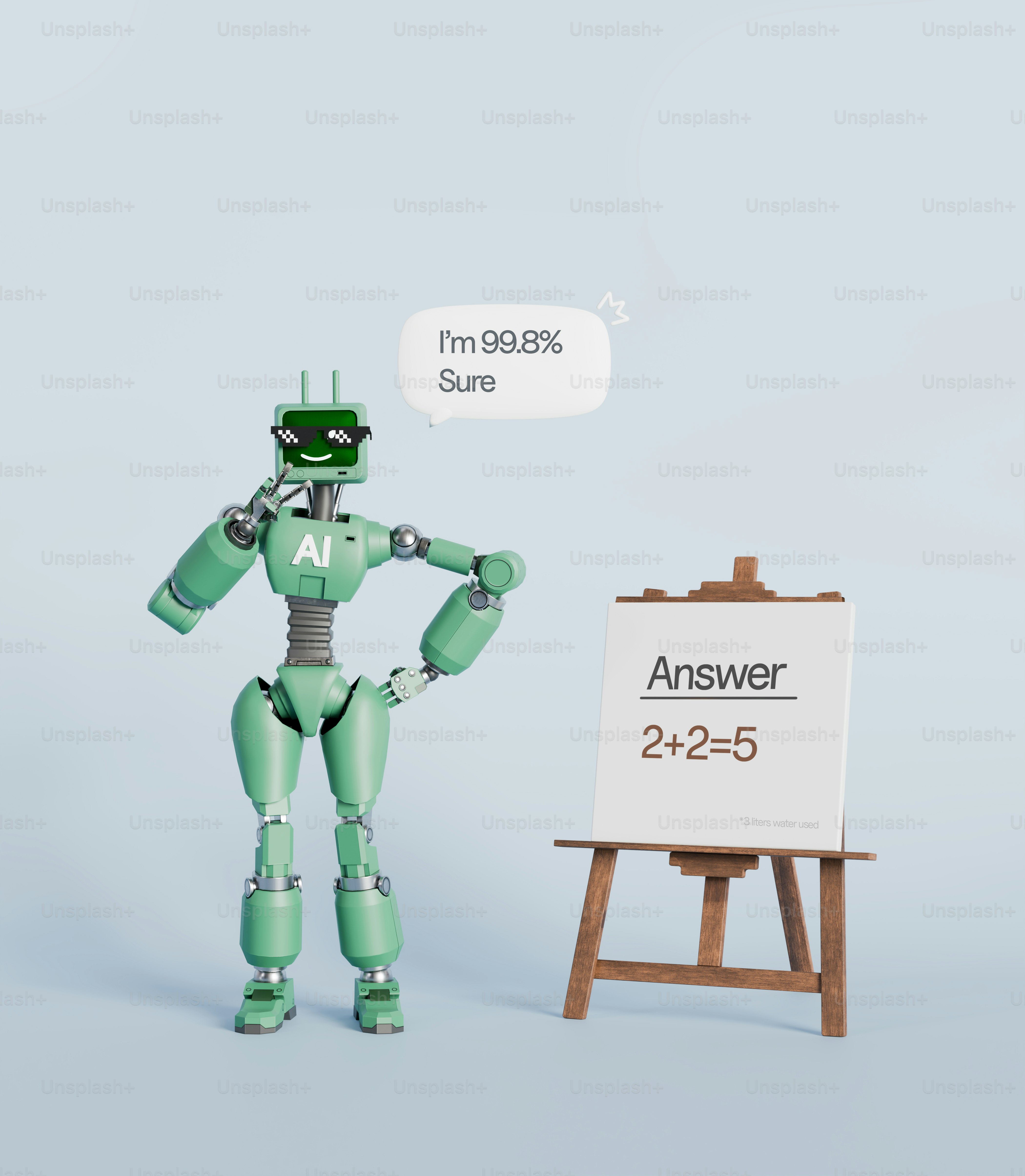 Ai robot confidently presents incorrect math equation