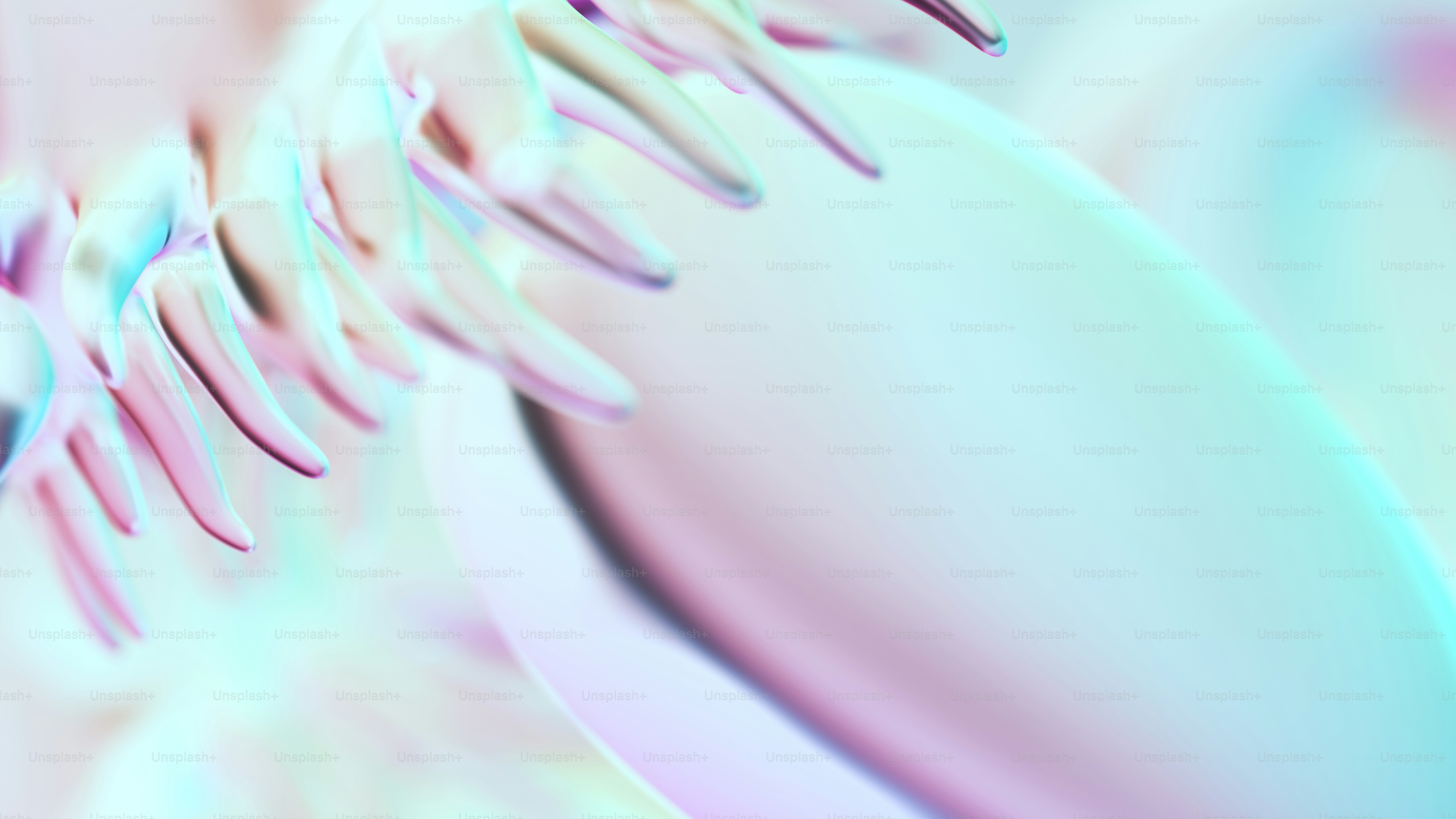 Tentacules abstraits pastel iridescents avec des reflets brillants