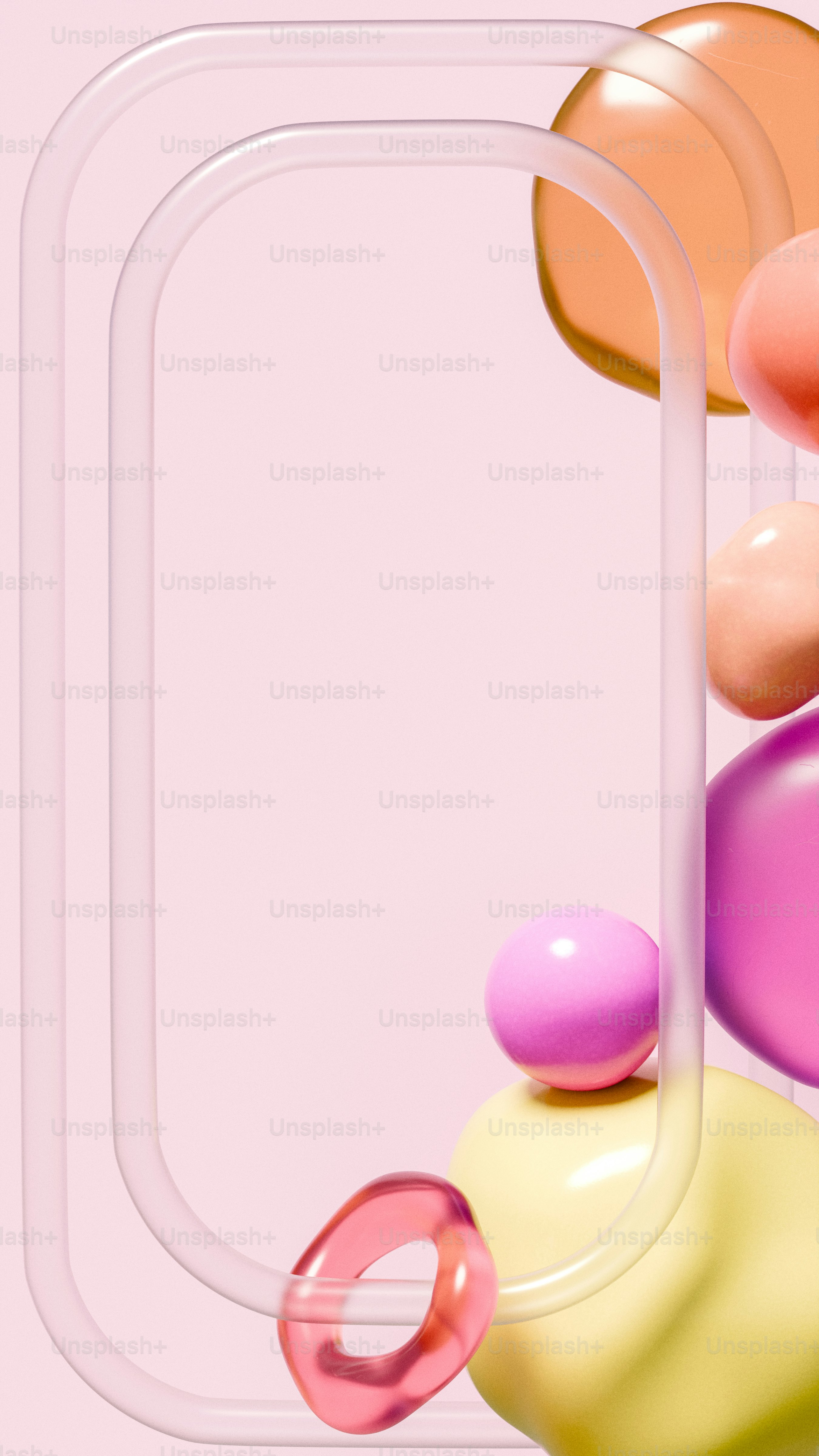 Abstract colorful glossy shapes with translucent frames