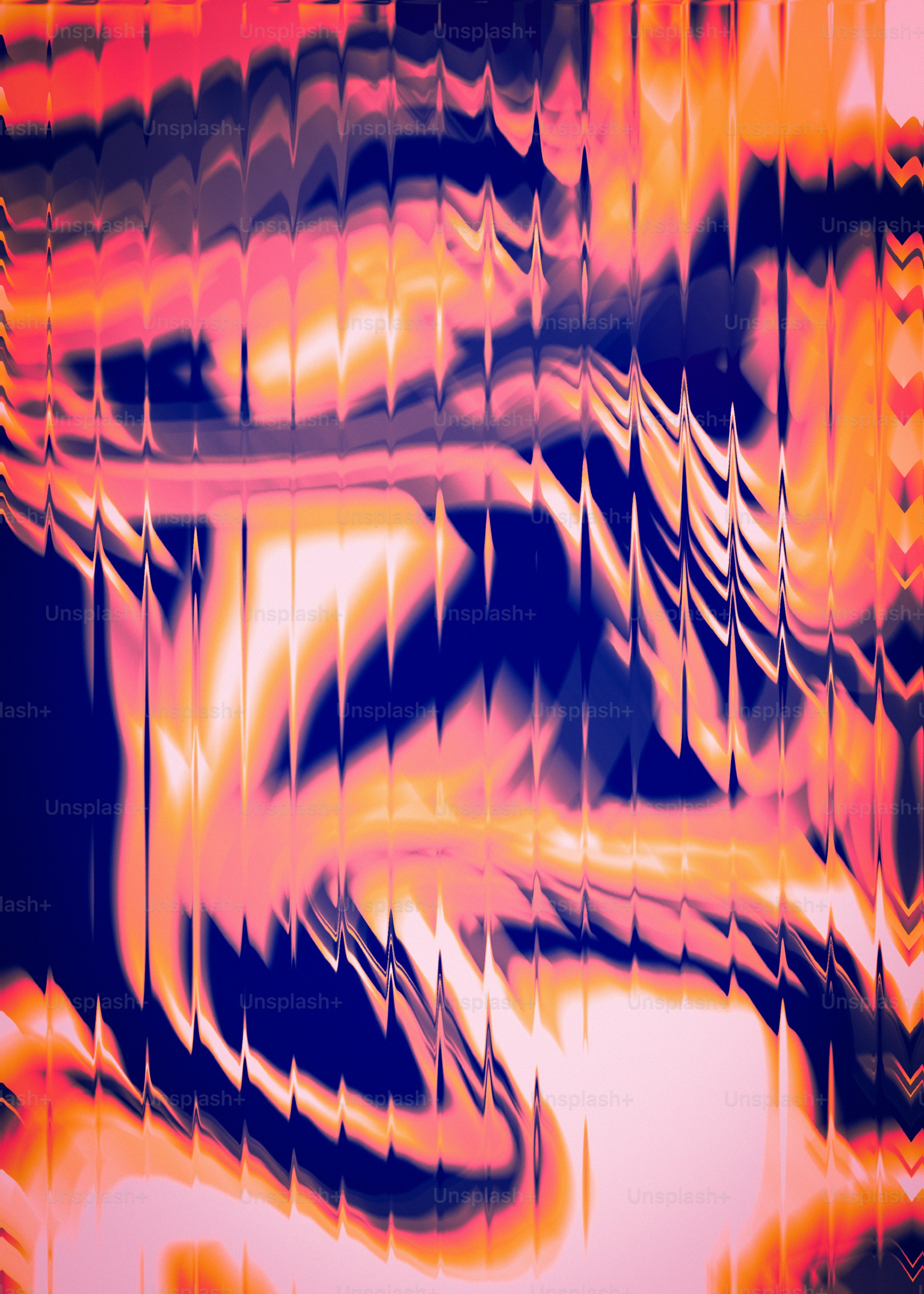 Distorted abstract pattern with pink, orange, and blue colors
