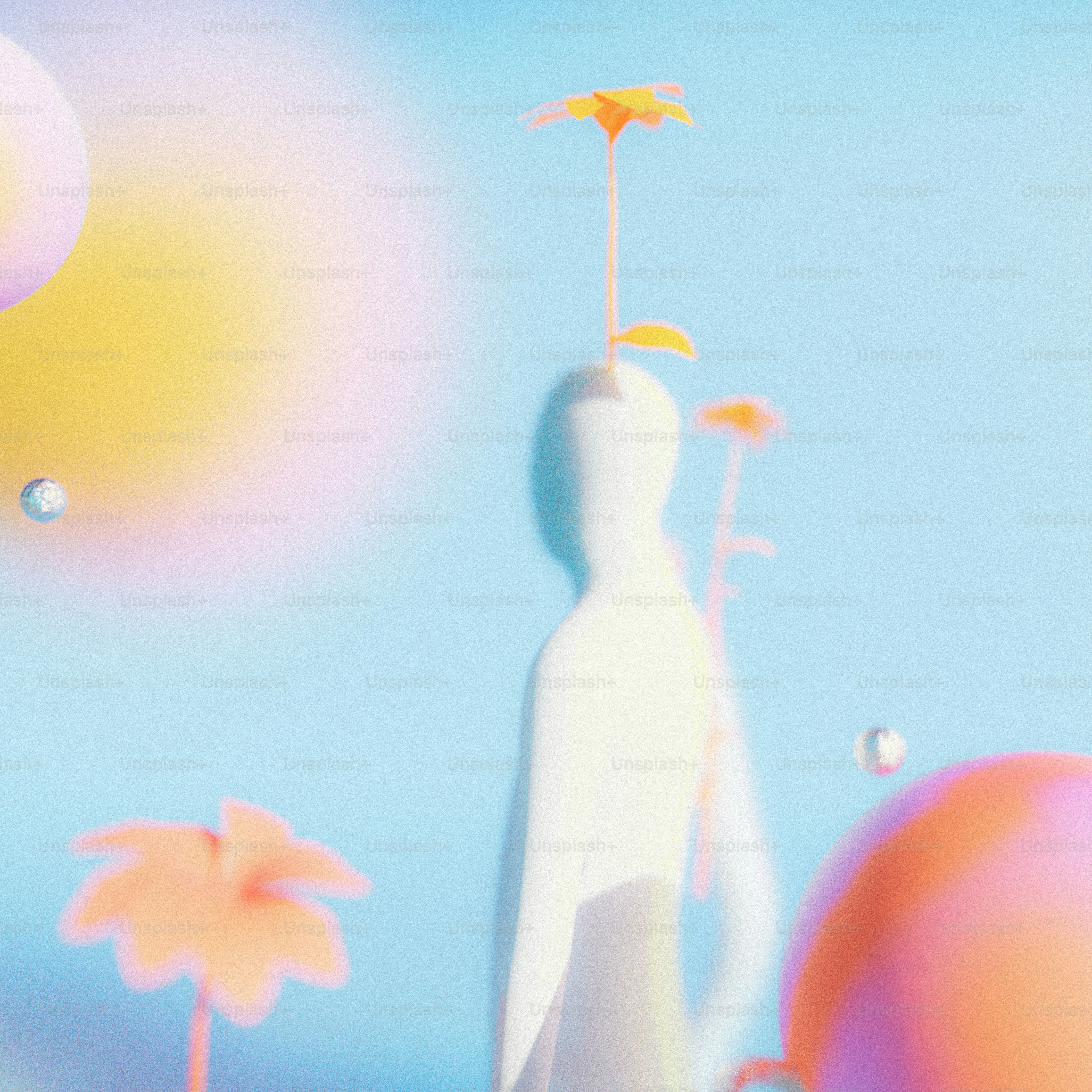 Ethereal figure with flower growing from its head