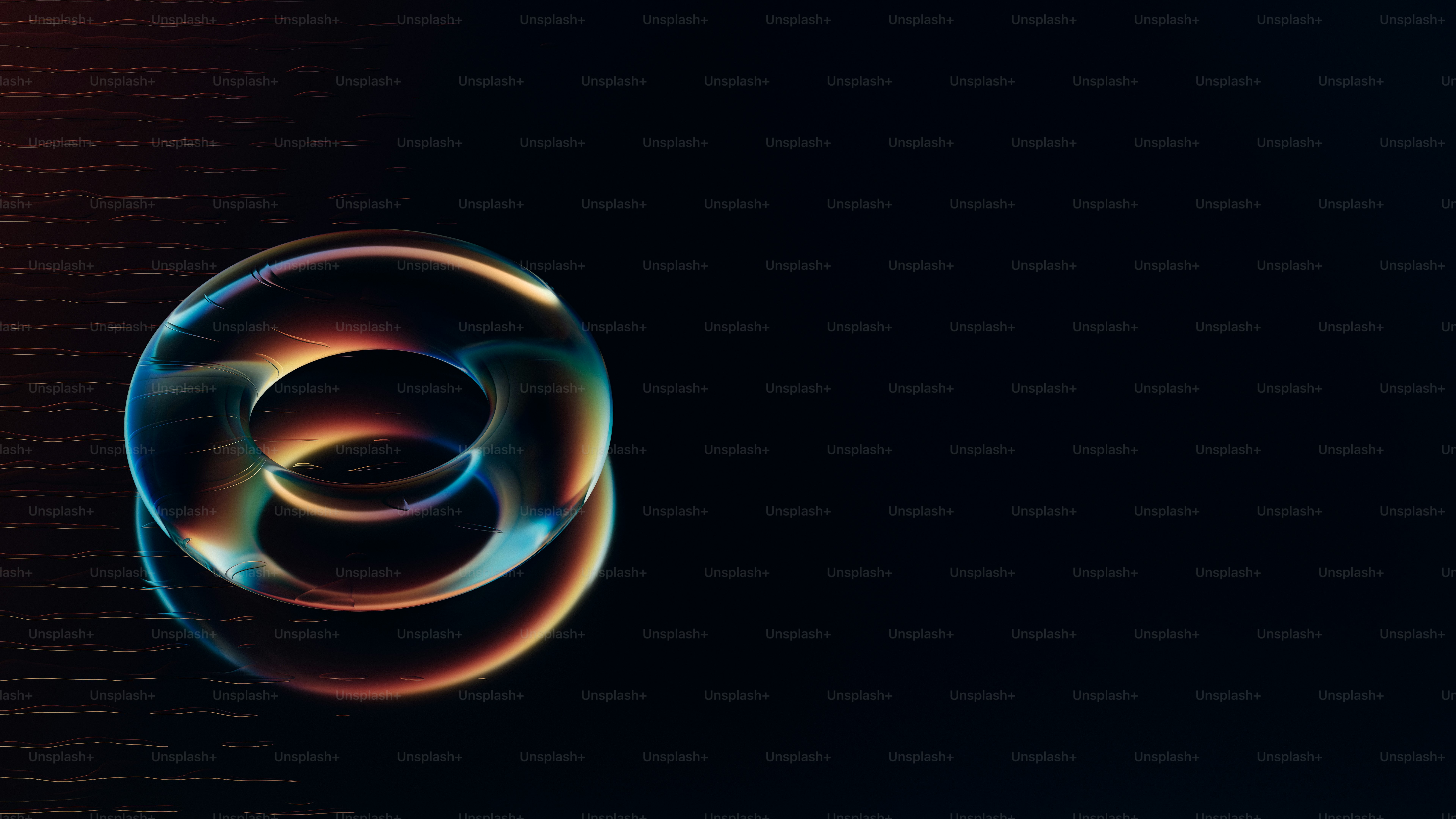 Abstract glowing iridescent rings on dark background