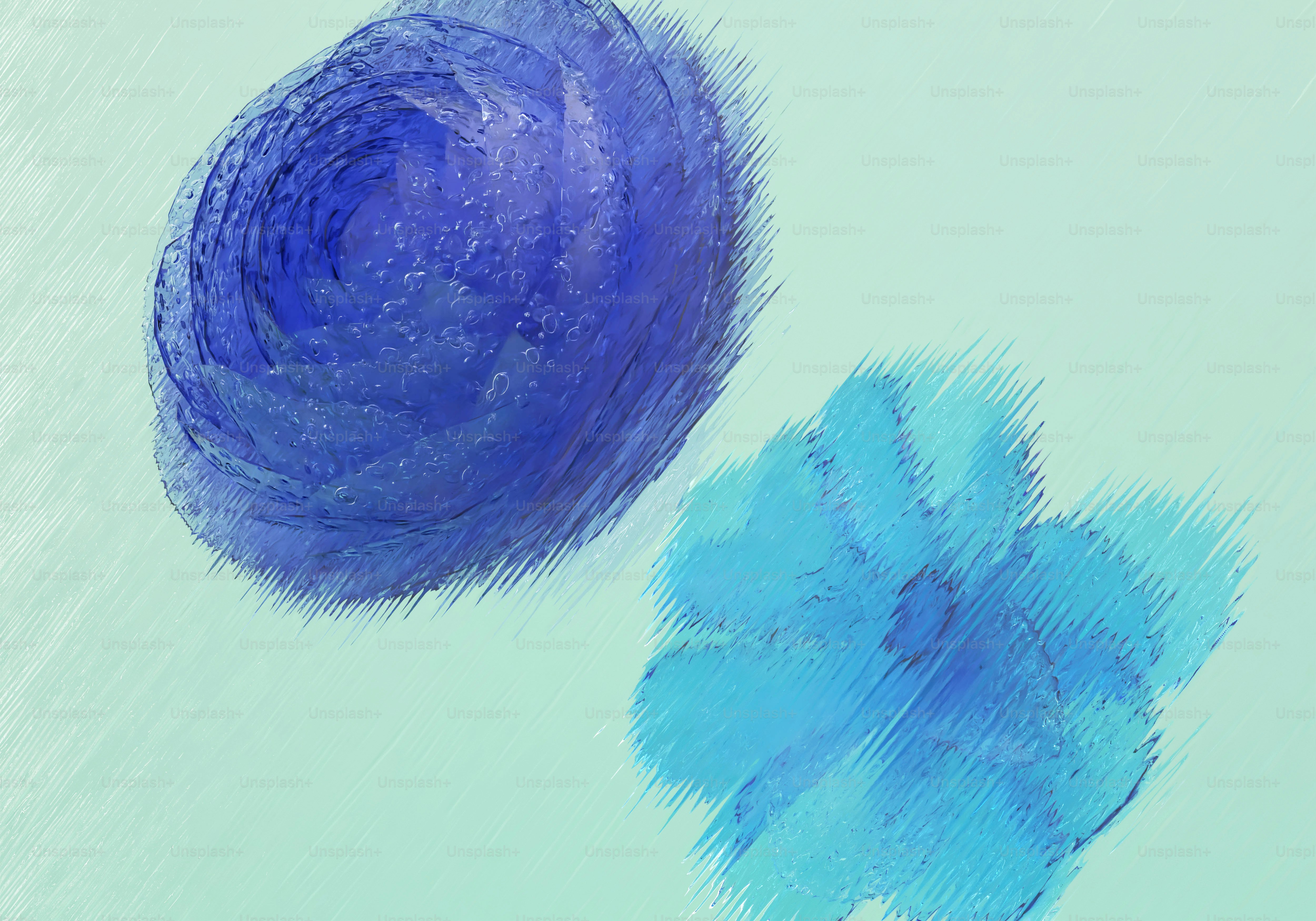 Abstract blue flower shapes on light blue background