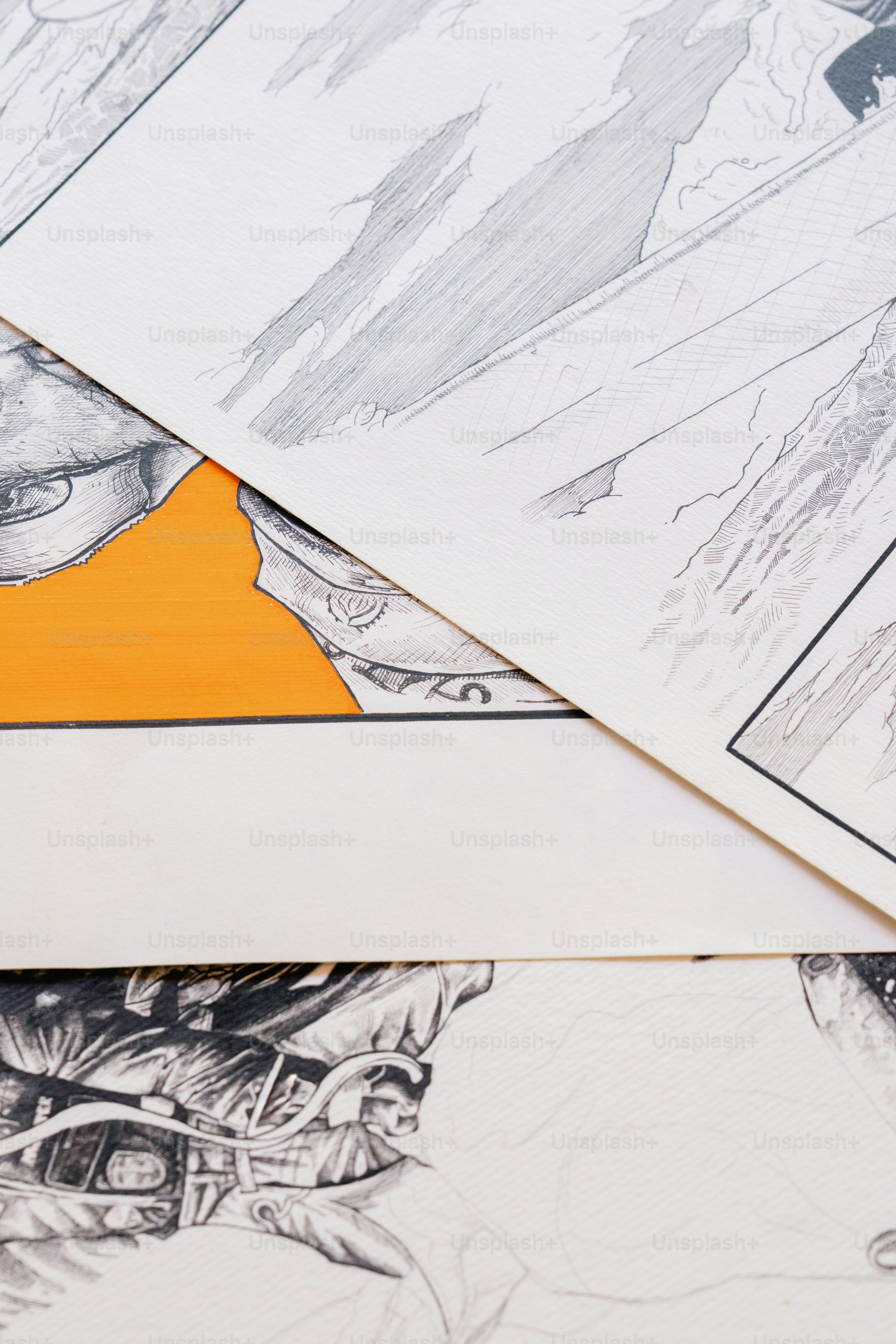 Graphic novel artwork with orange accent