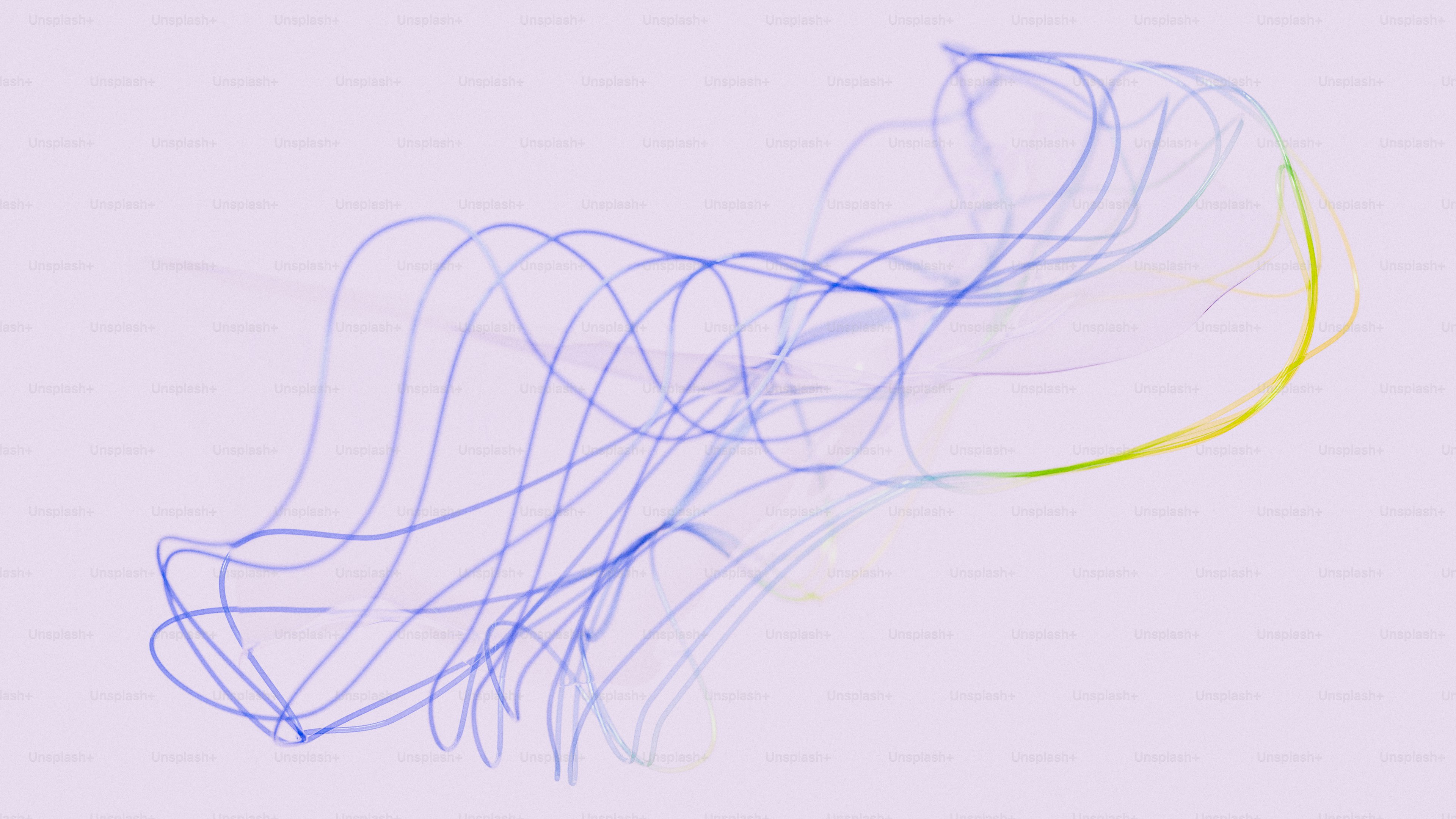 Abstract blue and yellow wavy lines on purple background