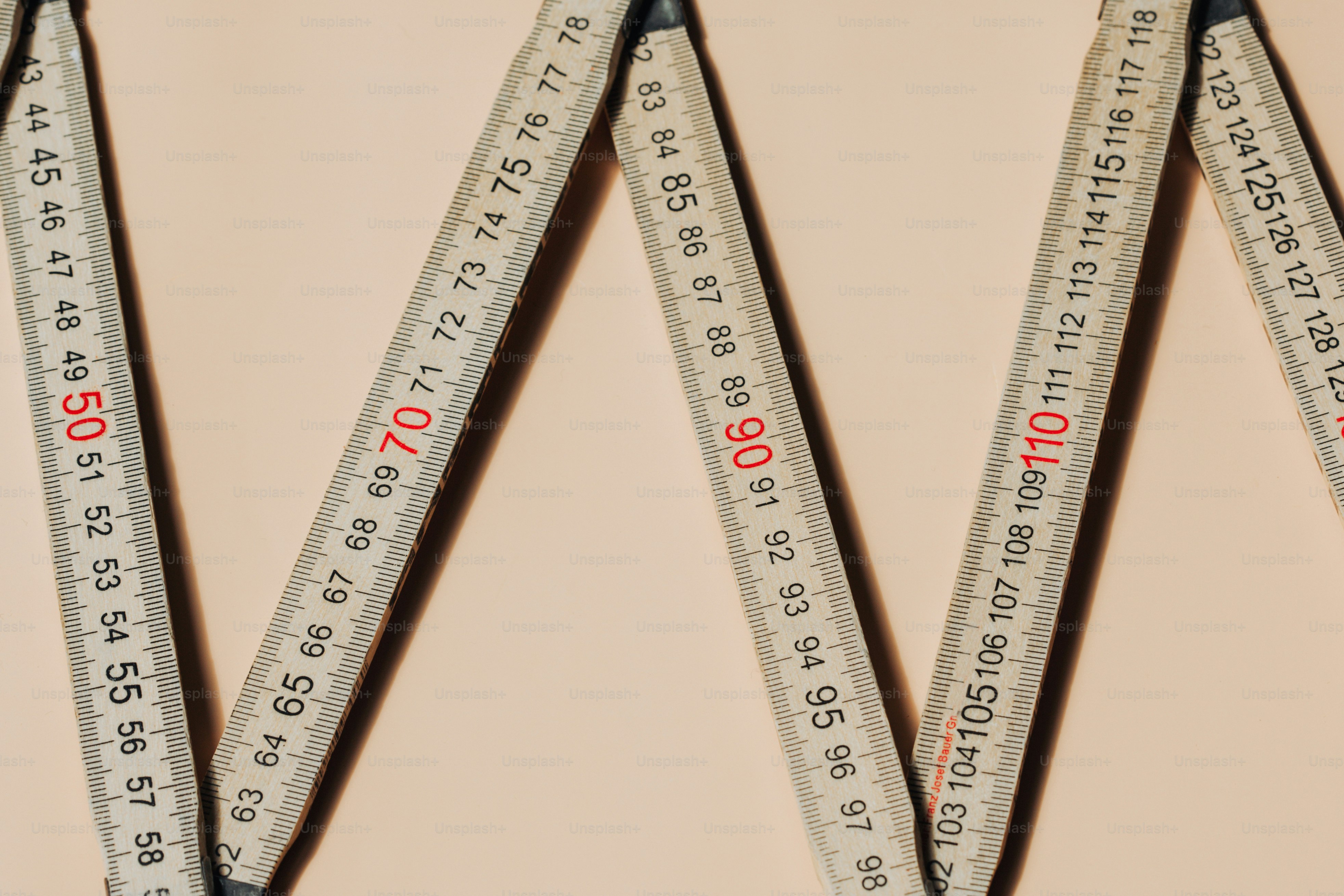 Wooden folding ruler in zig-zag pattern
