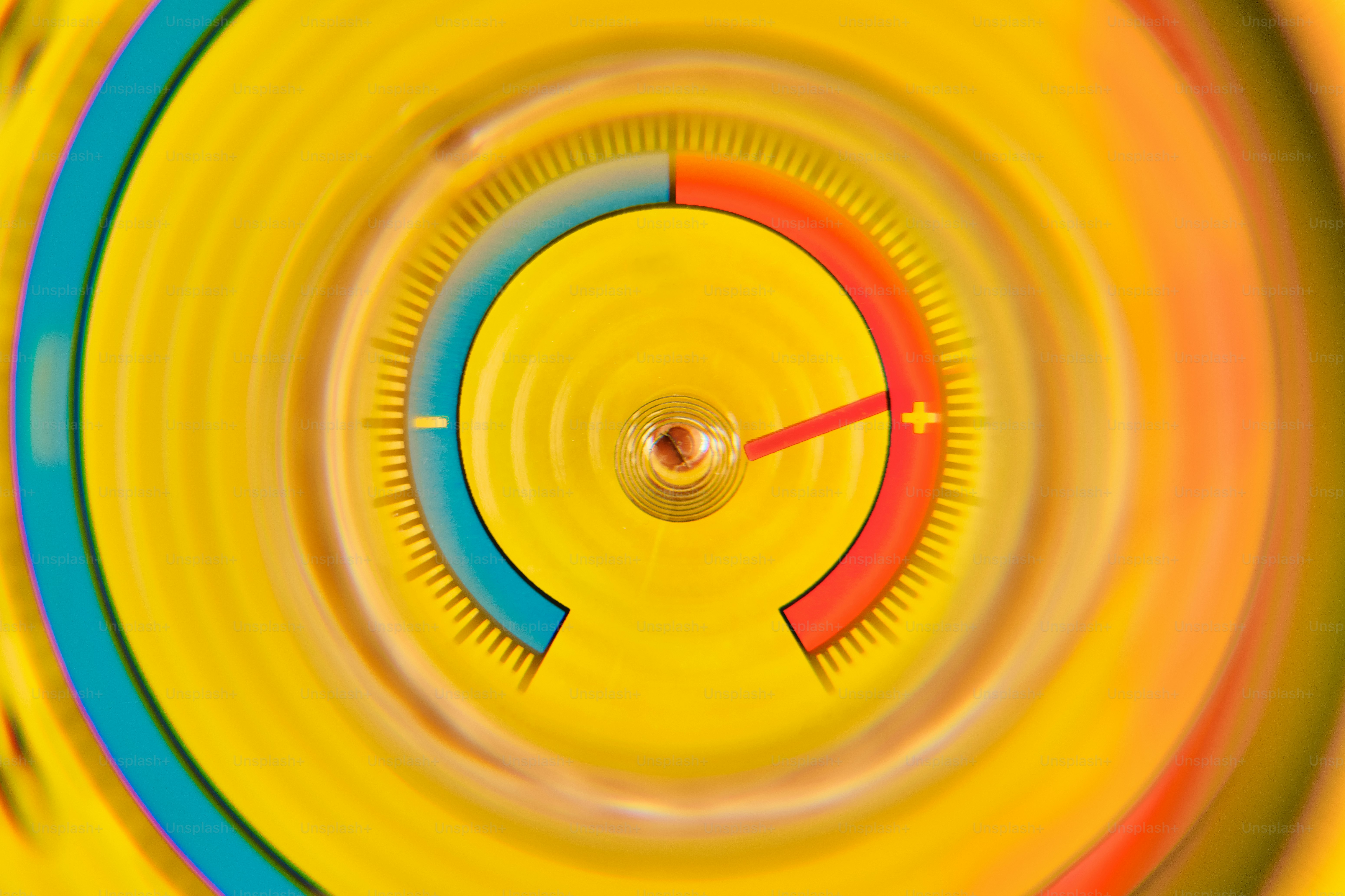 Yellow gauge with needle pointing to red zone