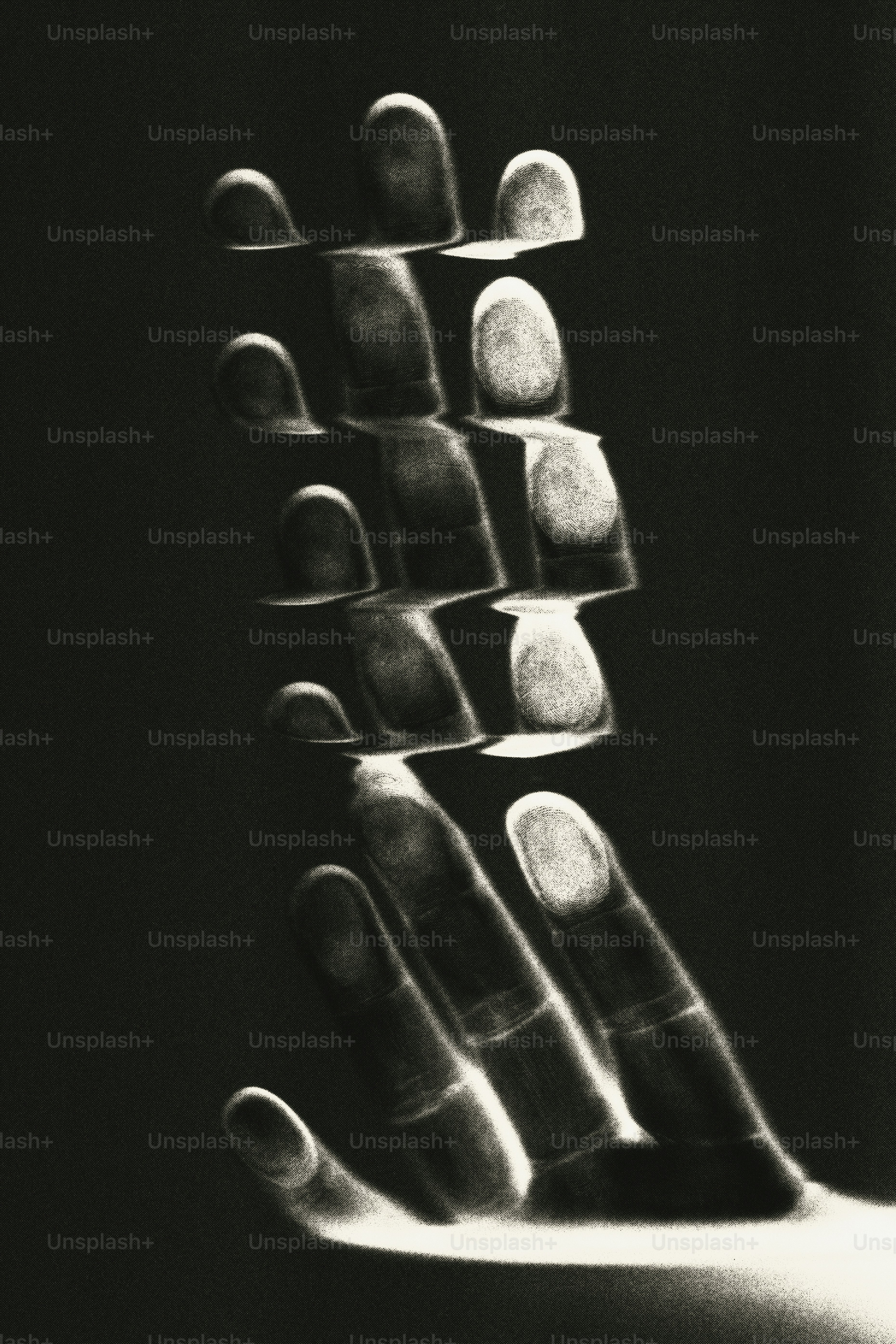 Abstract glowing hand with floating finger-like shapes photo – Data ...