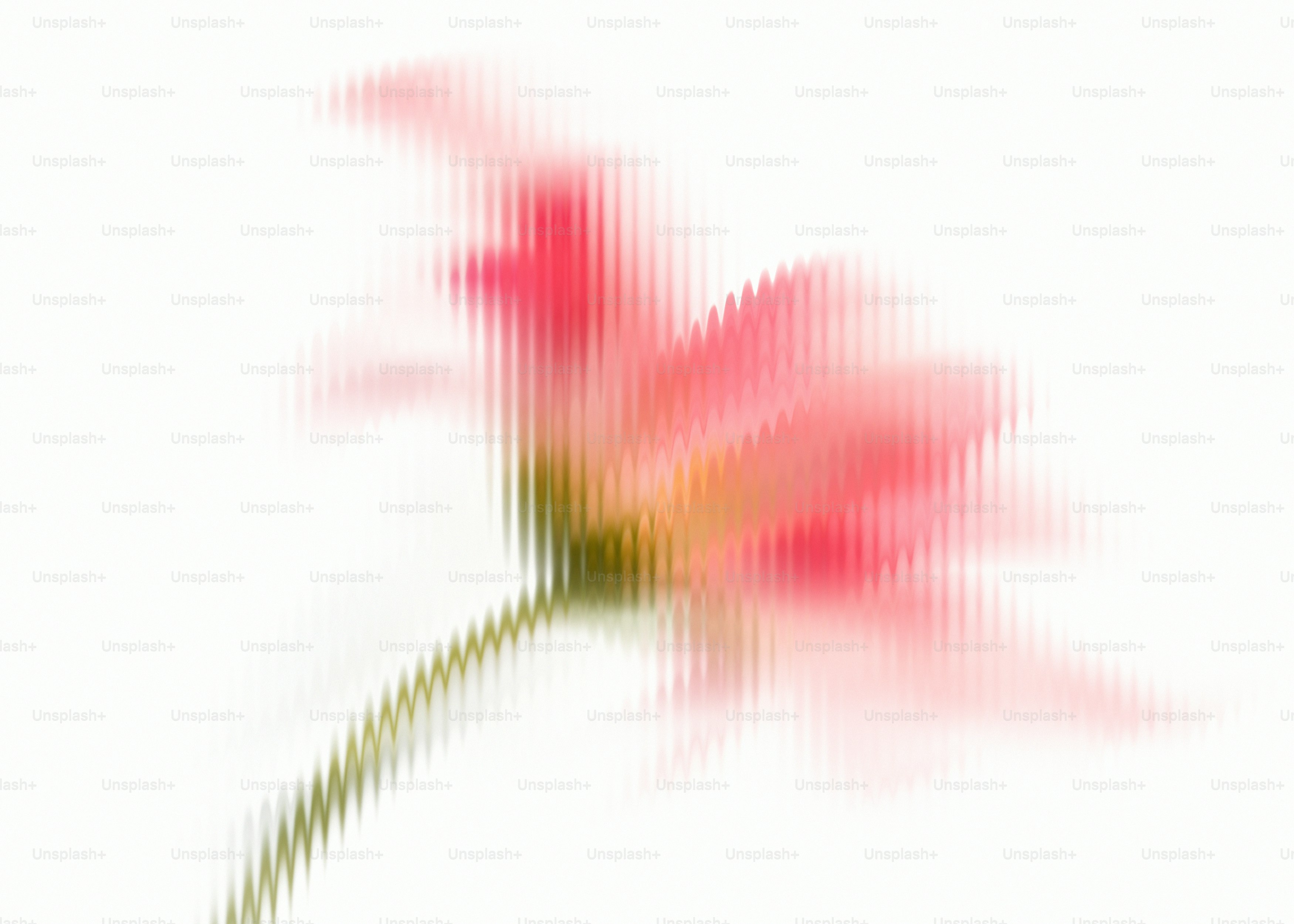 A pink flower with a green stem distorted by a vertical wave effect