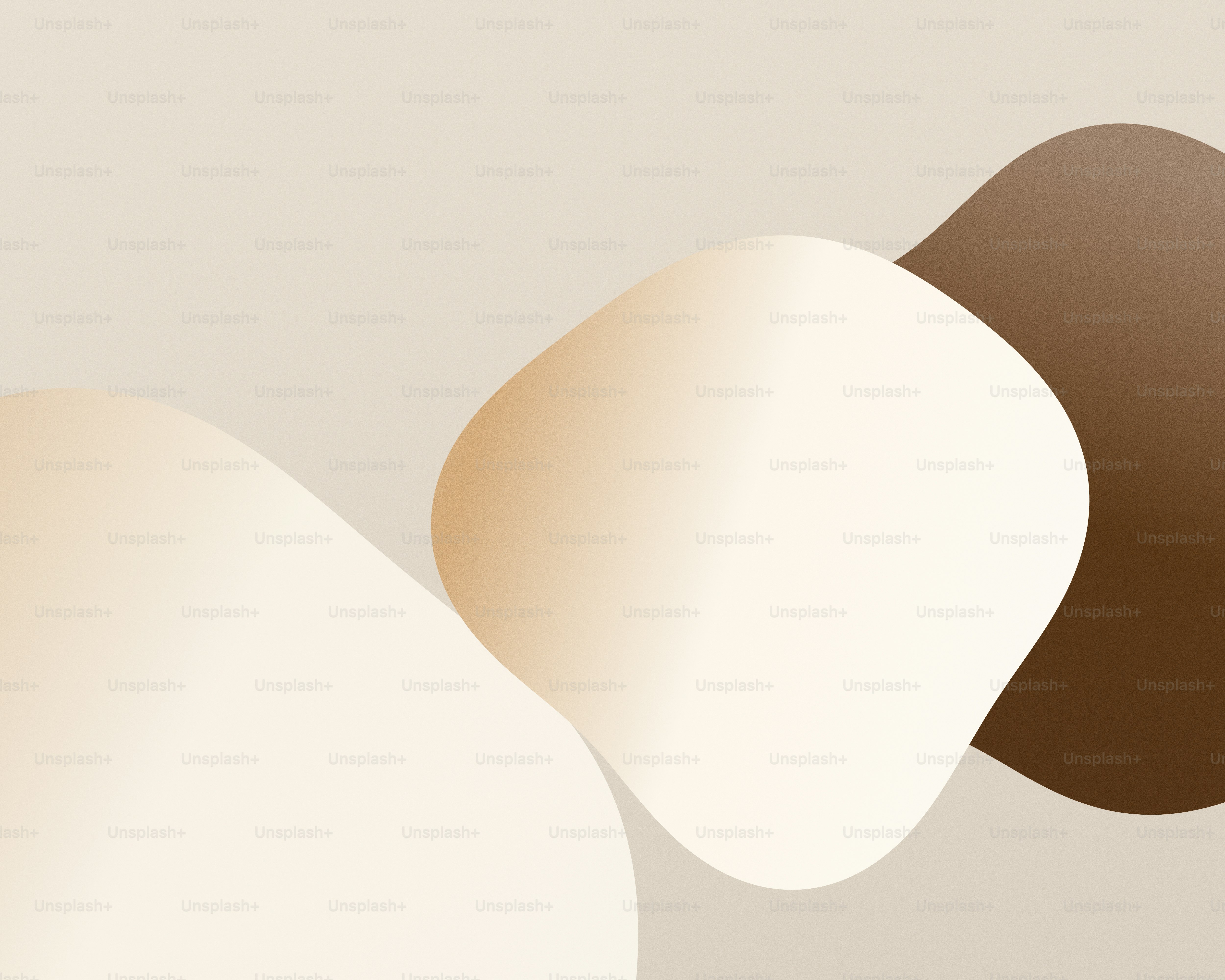 Abstract overlapping organic shapes in shades of beige, cream, and dark brown.