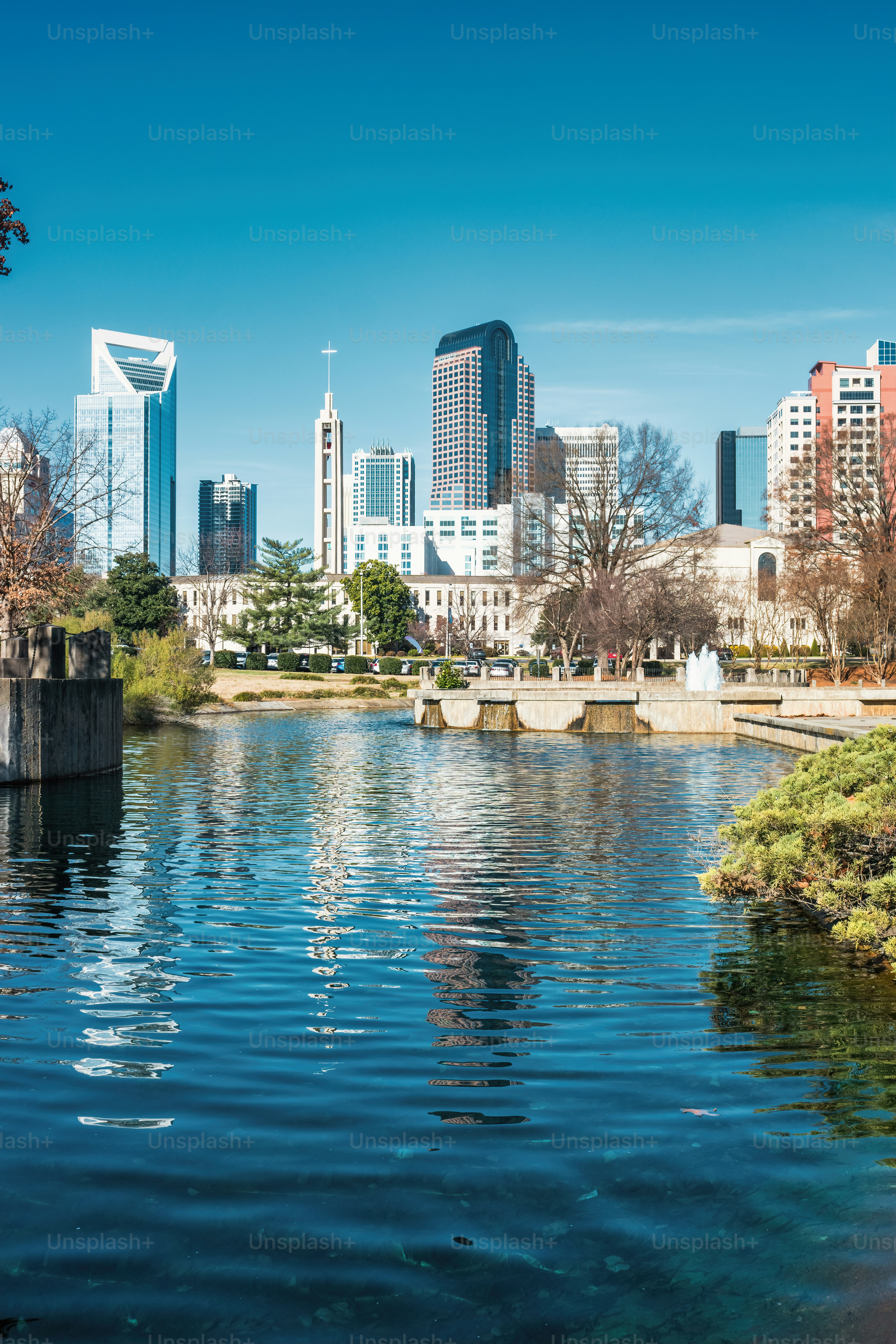 La silhouette du centre-ville de Charlotte, Caroline du Nord, États-Unis