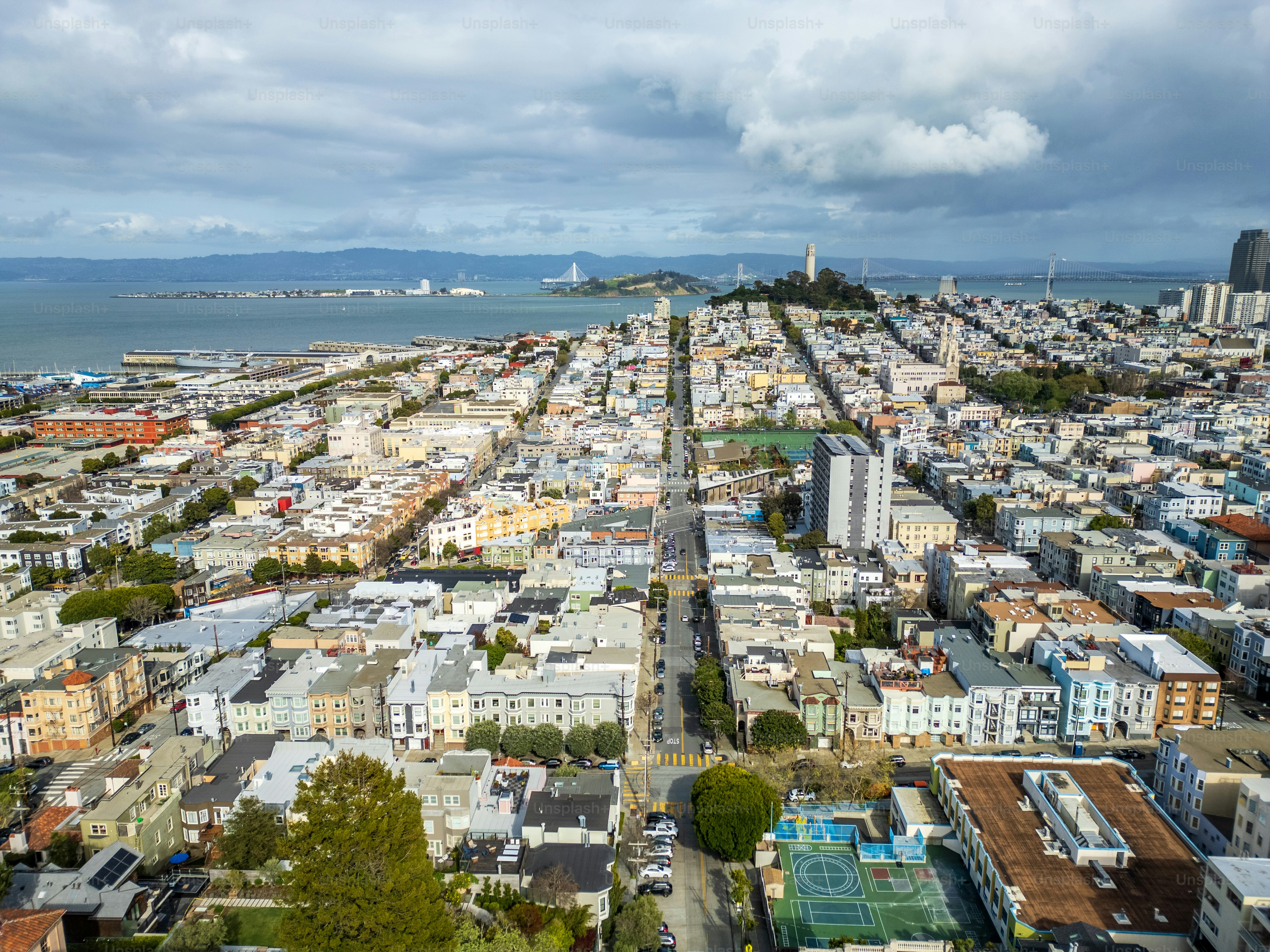 View of San Francisco cityscape above from Lombard Street - San Francisco - USA